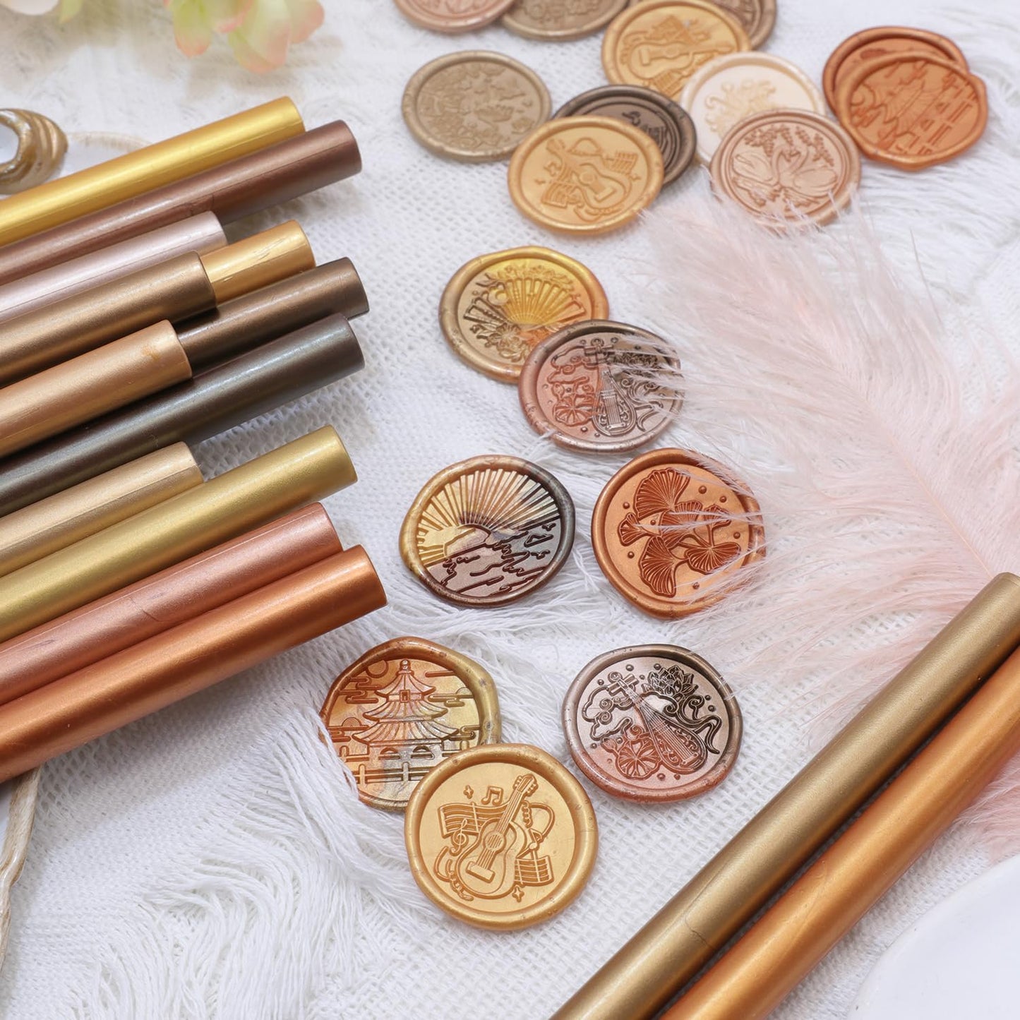Bronze Wax Seal Sticks, 30pcs Sealing Wax Sticks, HOSEALING Glue Gun Wax Seal Sticks for Wax Seal Stamp, Premium Sealing Wax for Wedding Invitations, Letter, Envelope (Mini Size)