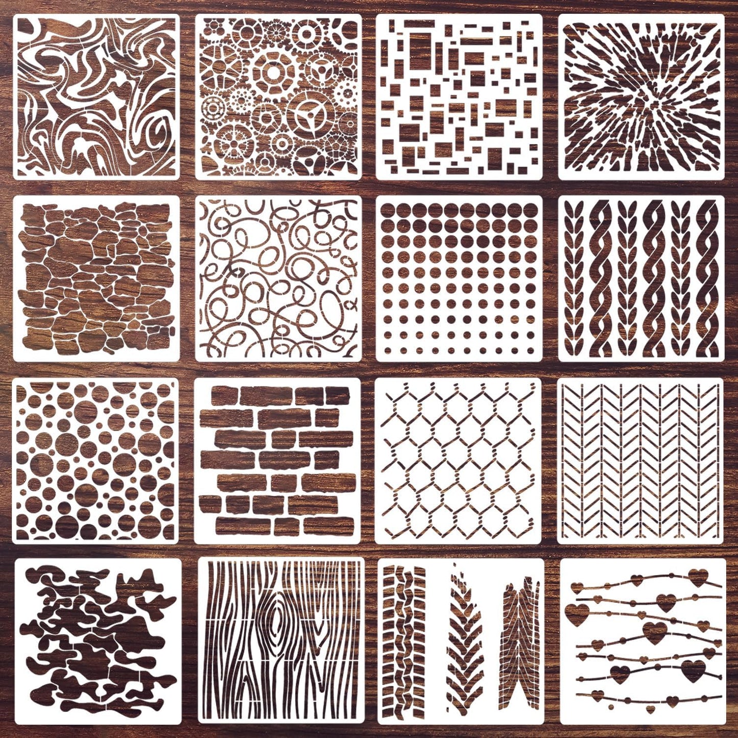 Texture Stencils for Painting Geometric Stencil Cubist Layering Background Templates Stencils for Painting on Wood Wall Furniture Fabrics Decor