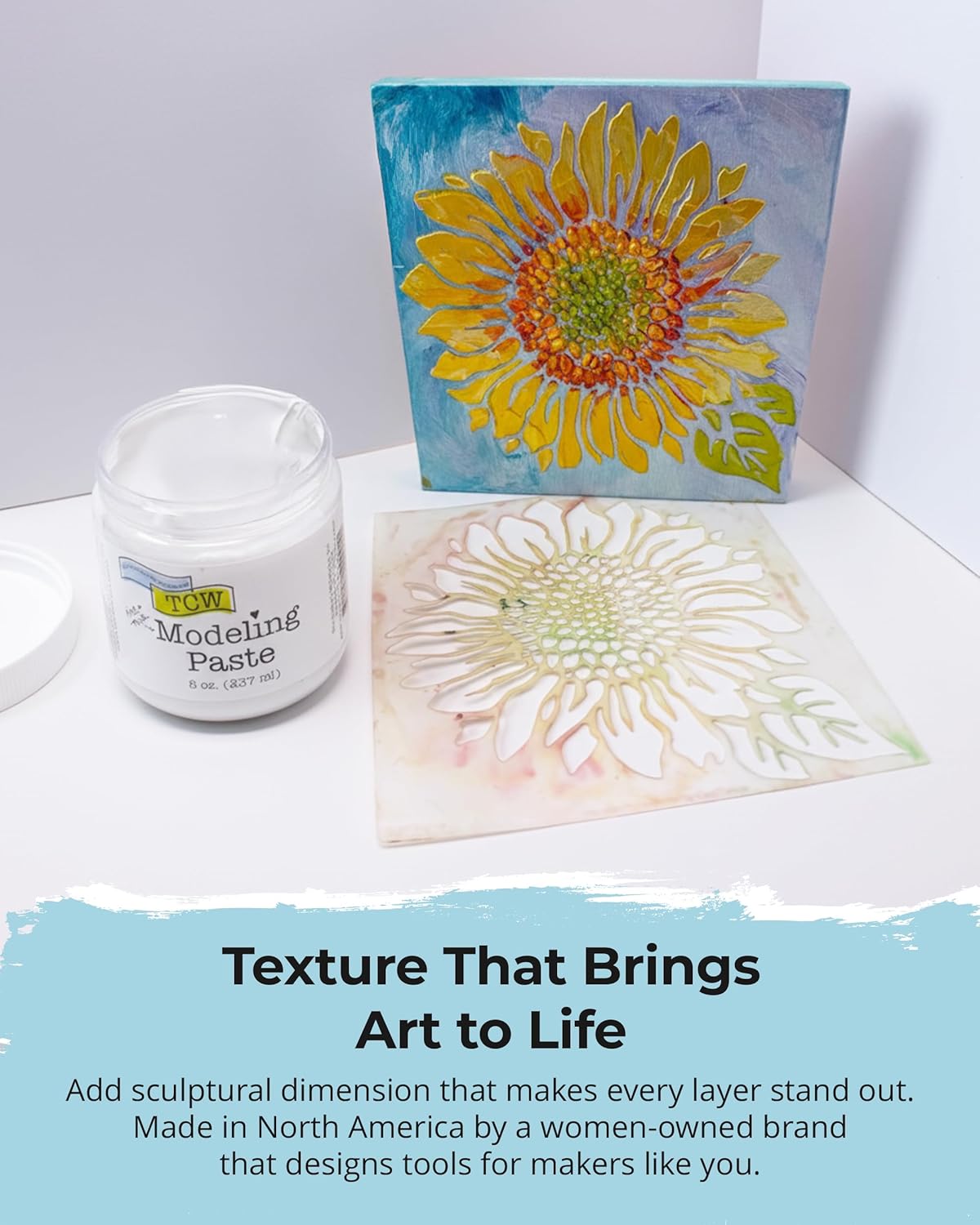 The Crafter's Workshop Modeling Paste for Textured Art - Dimensional Paste for Stenciling, Acrylic Painting - White - Boutique Quality, 8 oz Ja