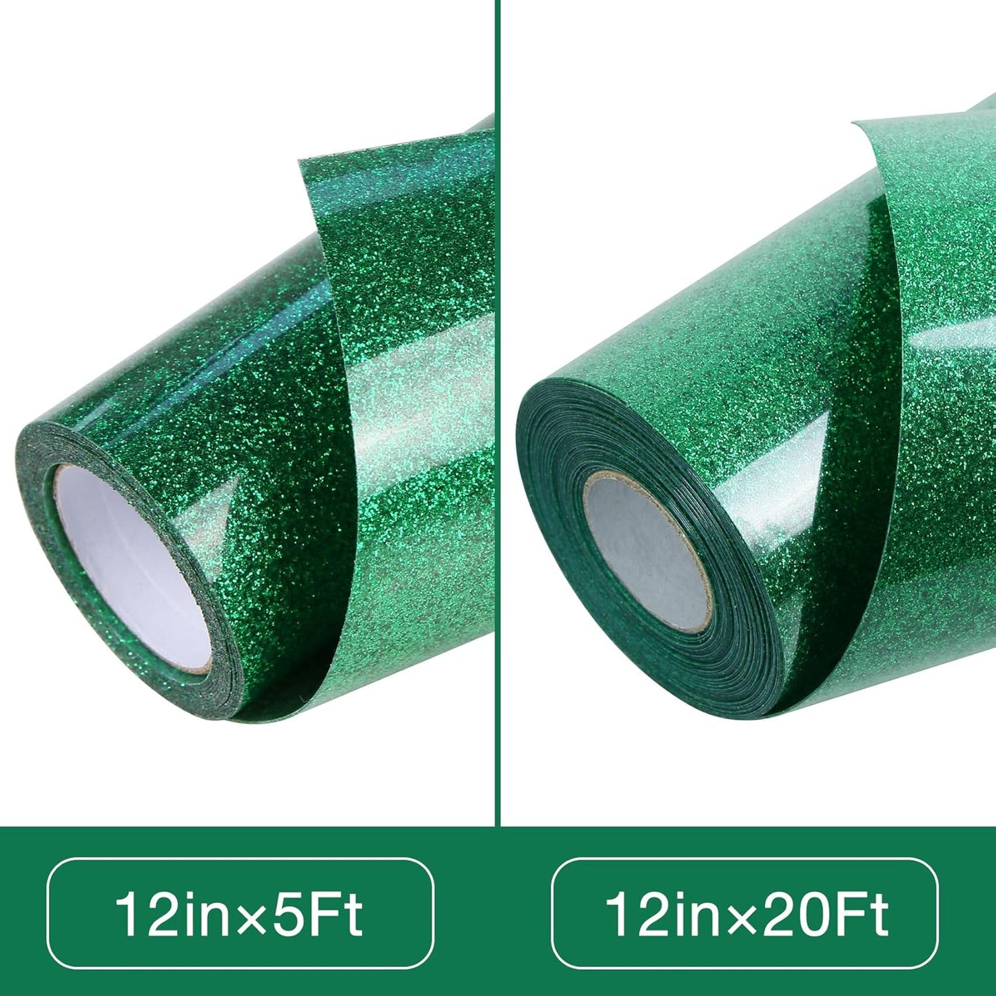 TORC Green Glitter HTV Heat Transfer Vinyl Roll 12 inch x 5 ft Iron on Vinyl for T Shirts Crafts Christmas St. Patrick's Day Decor
