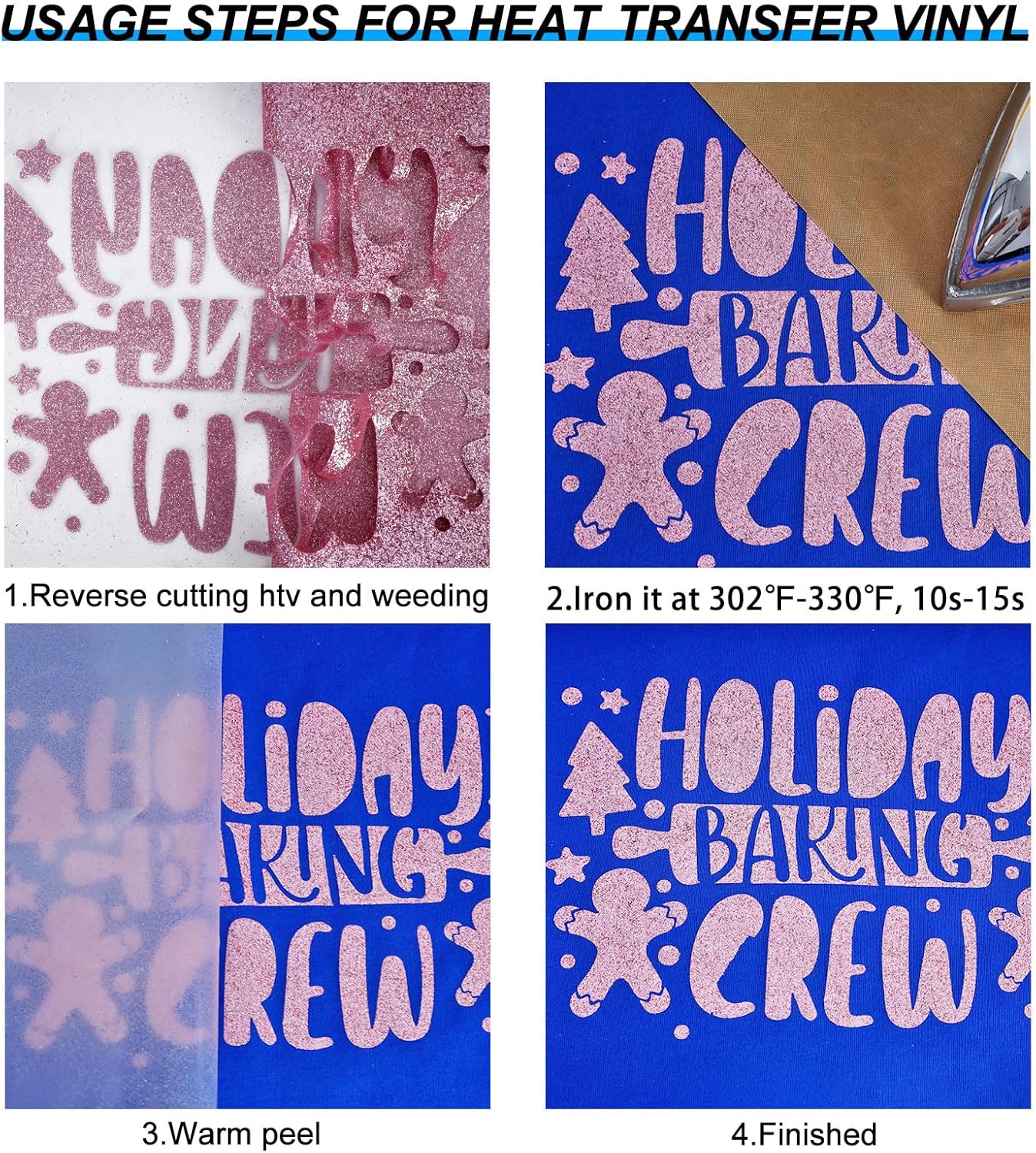 FUNKAKA Glitter Pink HTV Heat Transfer Vinyl Rolls, 12" x 25ft PU Iron on Vinyl for T-Shirt Pink Glitter HTV Vinyl for All Cutter Machines Easy to Cut & Weed for Heat Vinyl Design