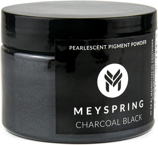 MEYSPRING Charcoal Black Mica Powder for Epoxy Resin - 50 Grams - Great for Resin Art and UV Resin - Epoxy Resin Color Pigment