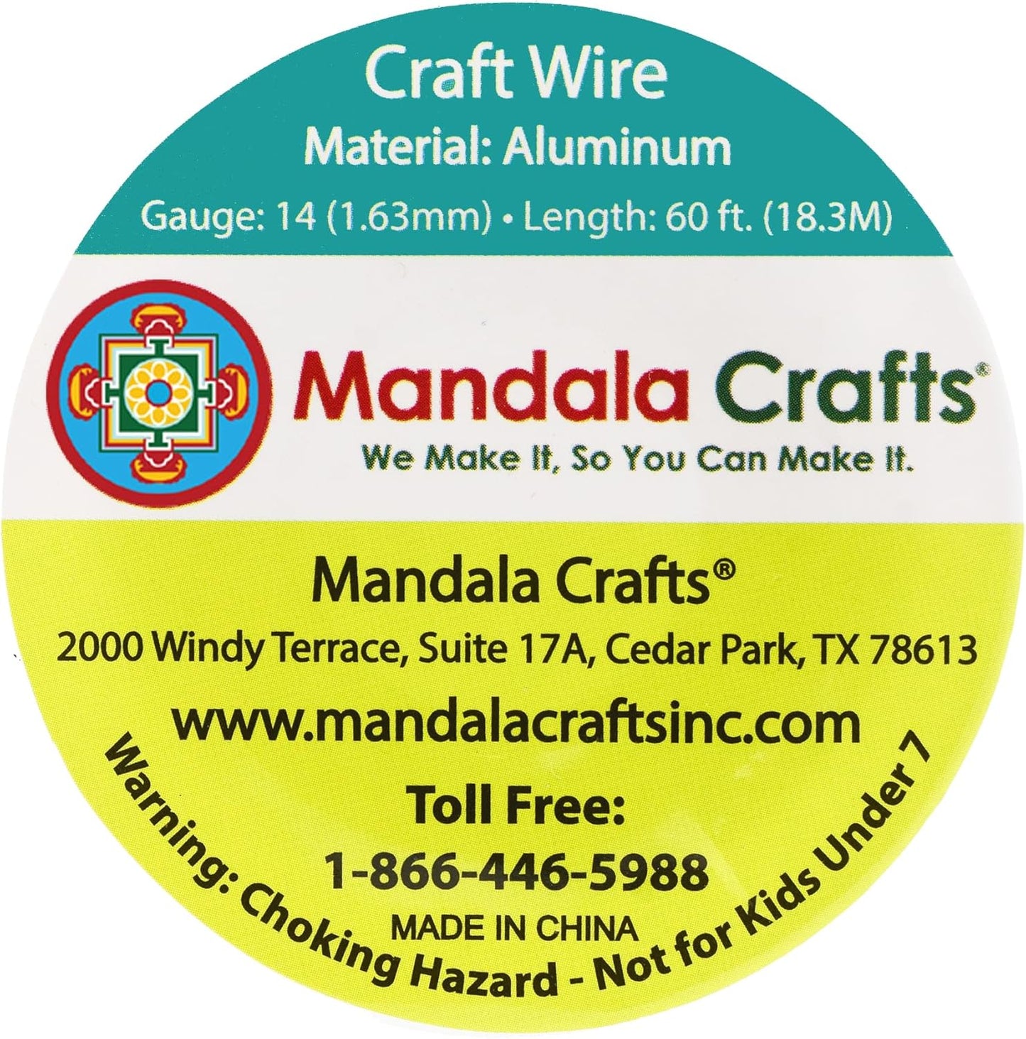 Mandala Crafts 14 Gauge Anodized Aluminum Craft Wire for Jewelry Making - 60 FT Colored Flexible True Blue Wire - Bendable for Bonsai Armature Crafting Sculpting