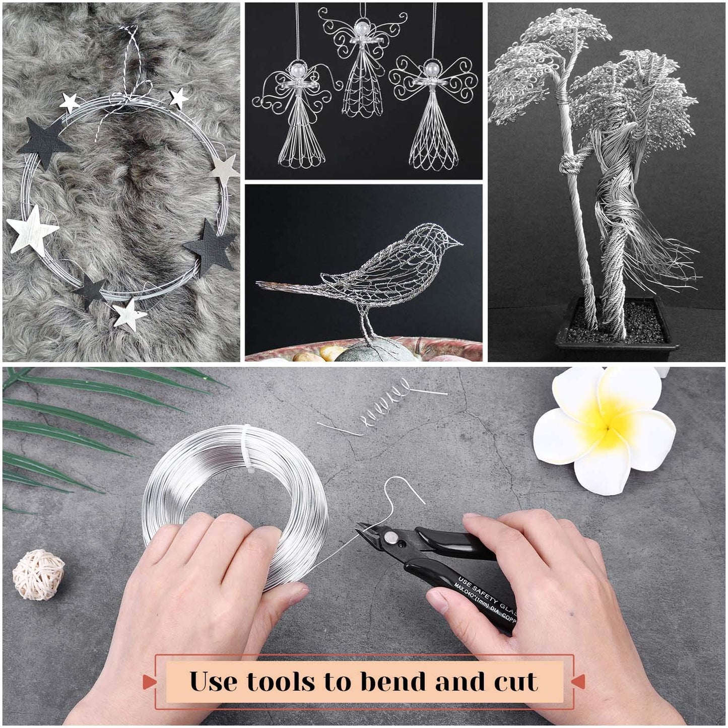 18 Gauge Aluminum Craft Wire Jewelry Making, 328 FT Metal Wire Armature Bendable Wire for Bonsai Trees, Sculpting, DIY Crafts Beading Floral (Silver, 1 mm Thickness)