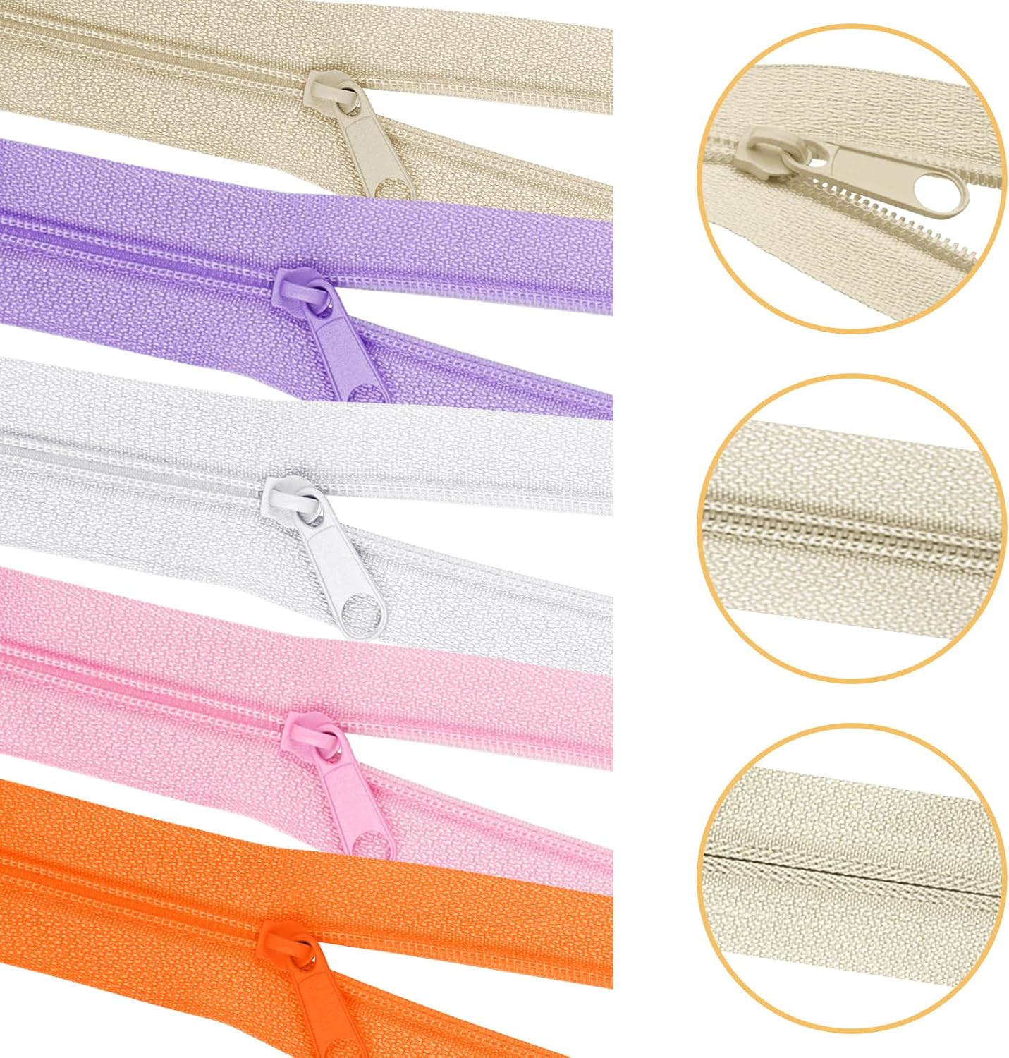 DOITEM 62 Yards 20 Pieces Sewing Zippers #3 Nylon Coil Zippers Assorted Zipper for Sewing with 80 Zipper Sliders for DIY Tailor Sewing Crafts Supplies, 20 Color