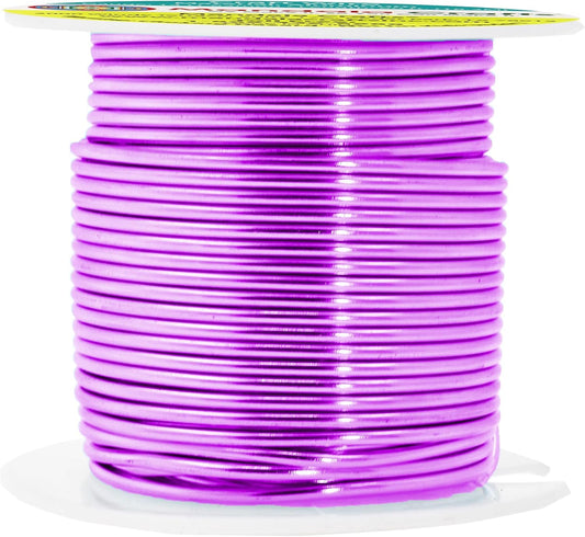 Mandala Crafts 14 Gauge Anodized Aluminum Craft Wire for Jewelry Making - 60 FT Colored Flexible Violet Wire - Bendable for Bonsai Armature Crafting Sculpting