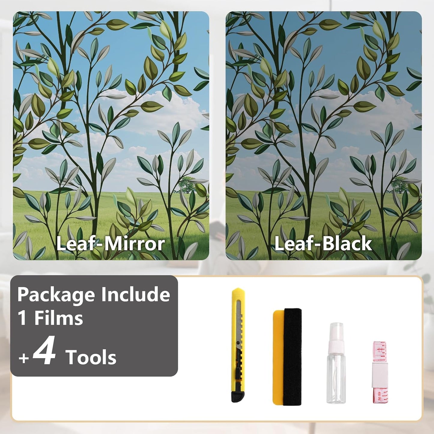 NINETREX One Way Window Privacy Film, Daytime Privacy Static Cling Sun Blocking Anti UV Reflective Window Tint for Home and Office 35.4 x 157.4 inches, Silver Leaf