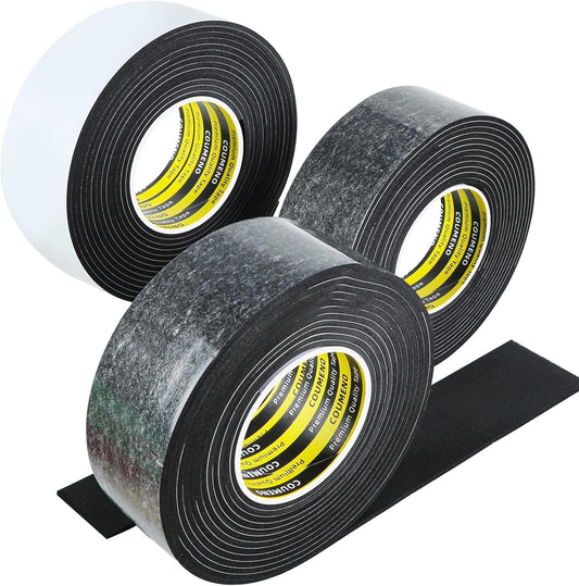 3 Pack EVA Single-Sided Adhesive Black Foam Tape,2inx16.4FT Single-Sided Sealing Strip Foam Pad Sponge Tape Window Weatherproof, Self-Adhesive Insulation Sealing Tape