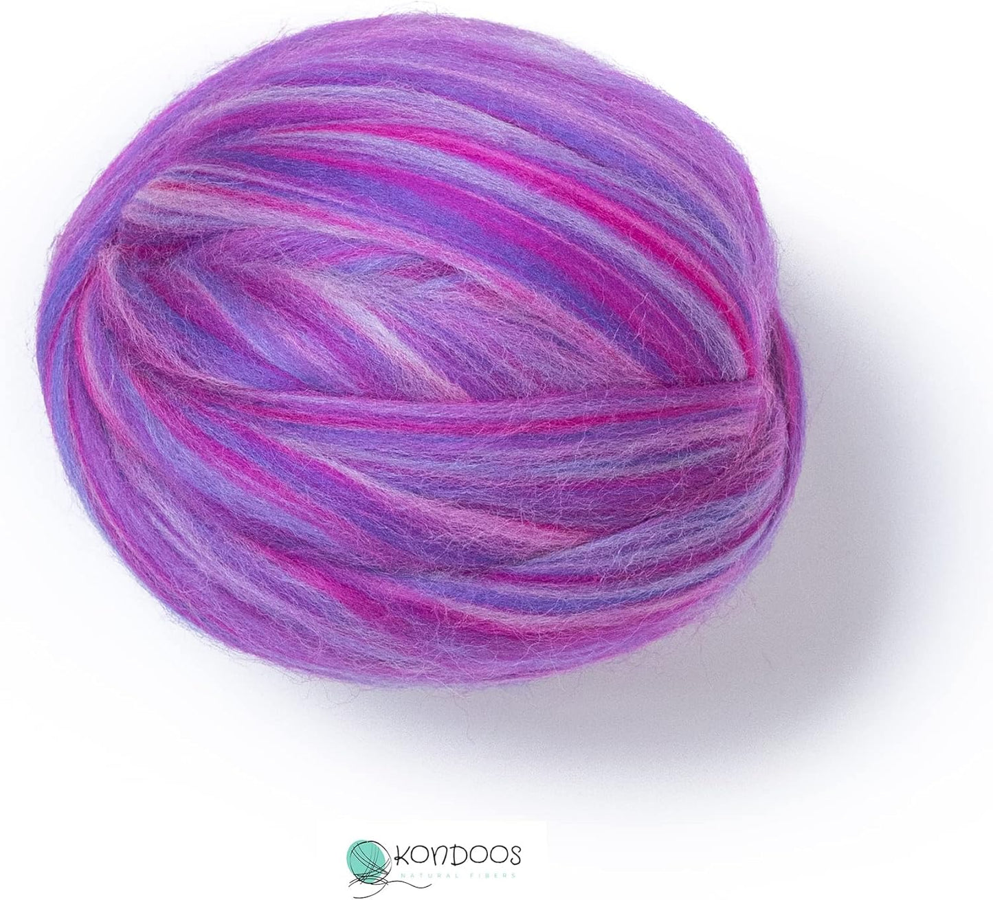 Kondoos Multi Colored Natural Wool roving, 1 lb. Best Wool for Needle Felting, Wet Felting, handcrafts and Spinning. (Candy, 1lb)