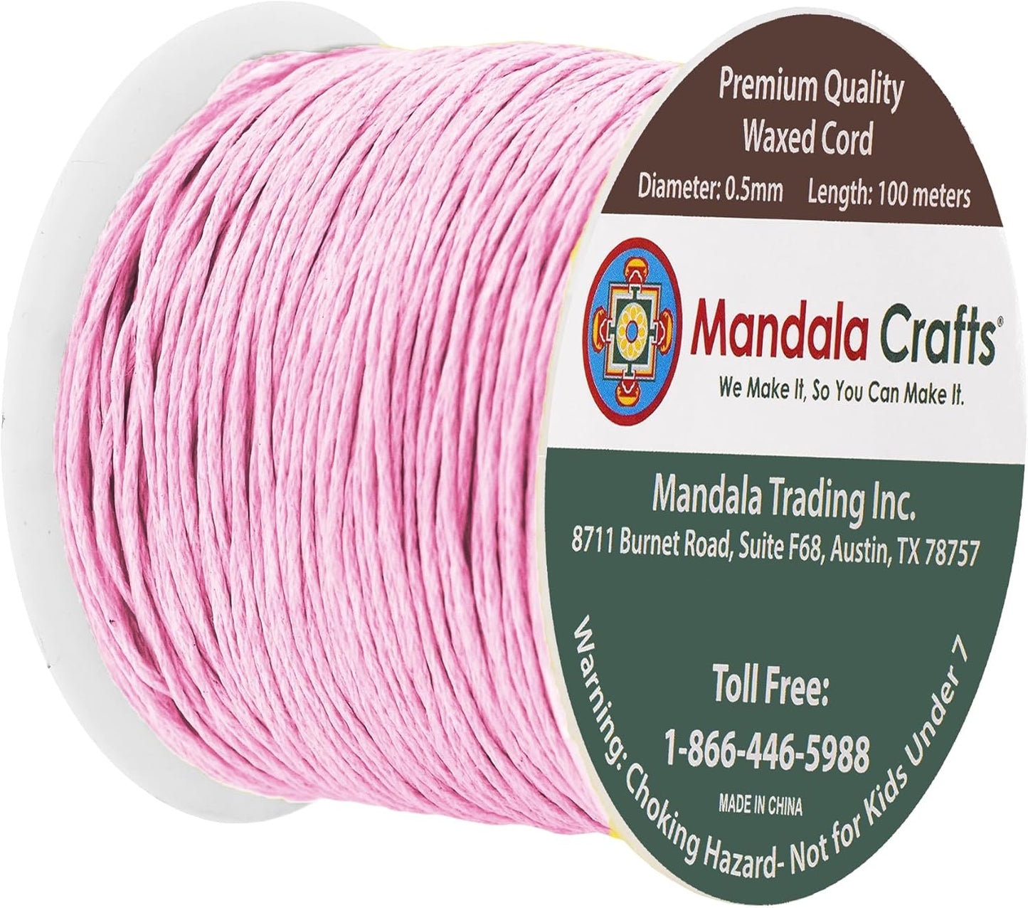 Mandala Crafts 0.5mm 109 Yards Baby Pink Cotton Waxed Cord for Jewelry Making Bracelet Cord Waxed String - Beading String Thread Jewelry Cords for Necklaces String