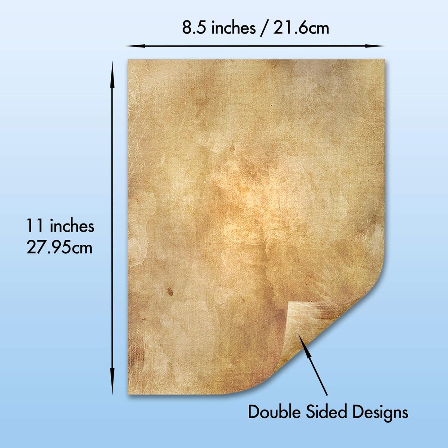 Vintage Paper, 60-Sheets Antique Paper, Letter Size, 8.5 x 11 Inches, 6 Double Sided Designs, Decorative Parchment Paper for Writing, Printing, Arts and Crafts