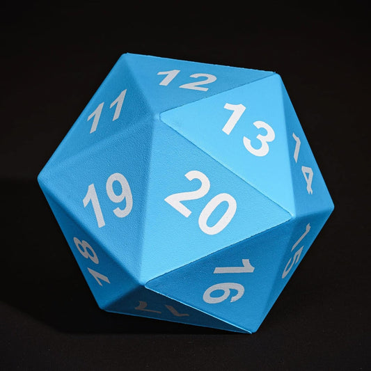 Large Foam D20 Dice, 80mm D20 DND Spindown 20 Sided Dice D&D Polyhedral with Drawstring Bag for Role Playing Games (Blue)