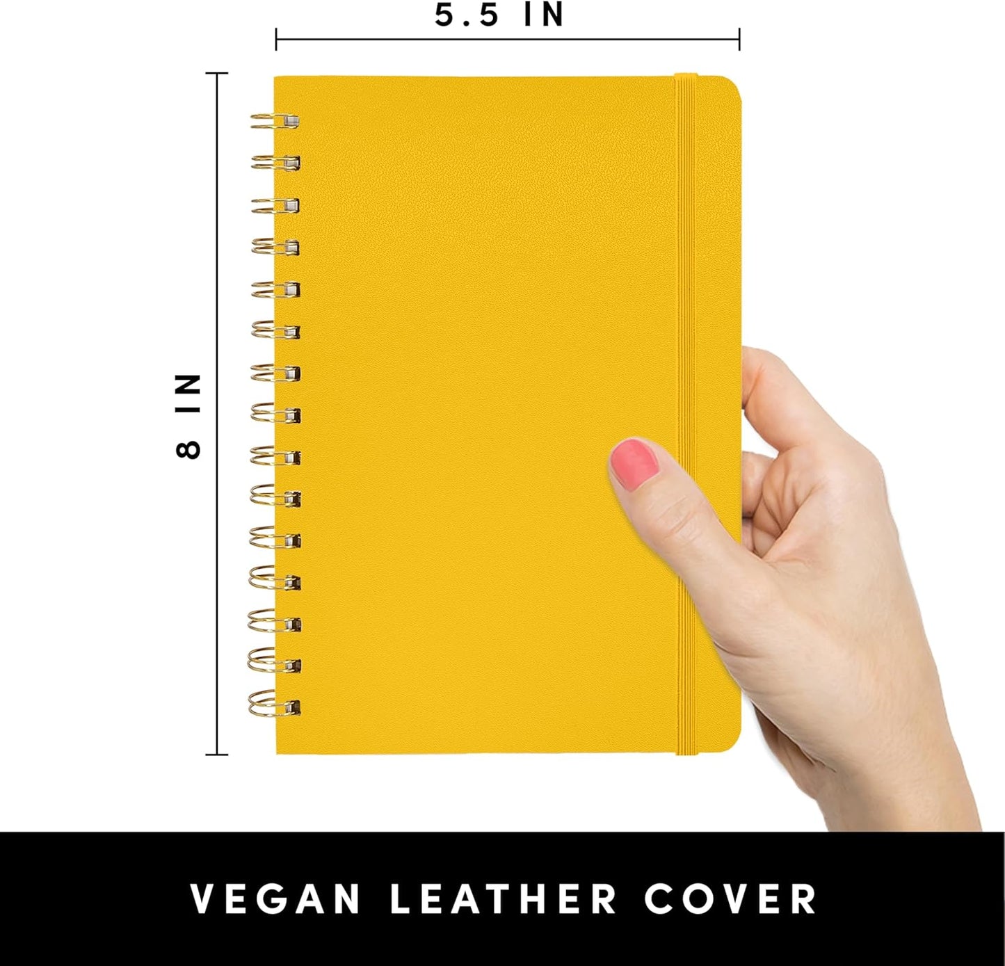 PAPERAGE Lined Spiral Journal Notebook, (Yellow), 160 Pages, Hardcover Journal for Women & Men, Medium 5.5 in x 8 in - 100 GSM, Thick Paper, Spiral Notebook for Work, School & Journaling