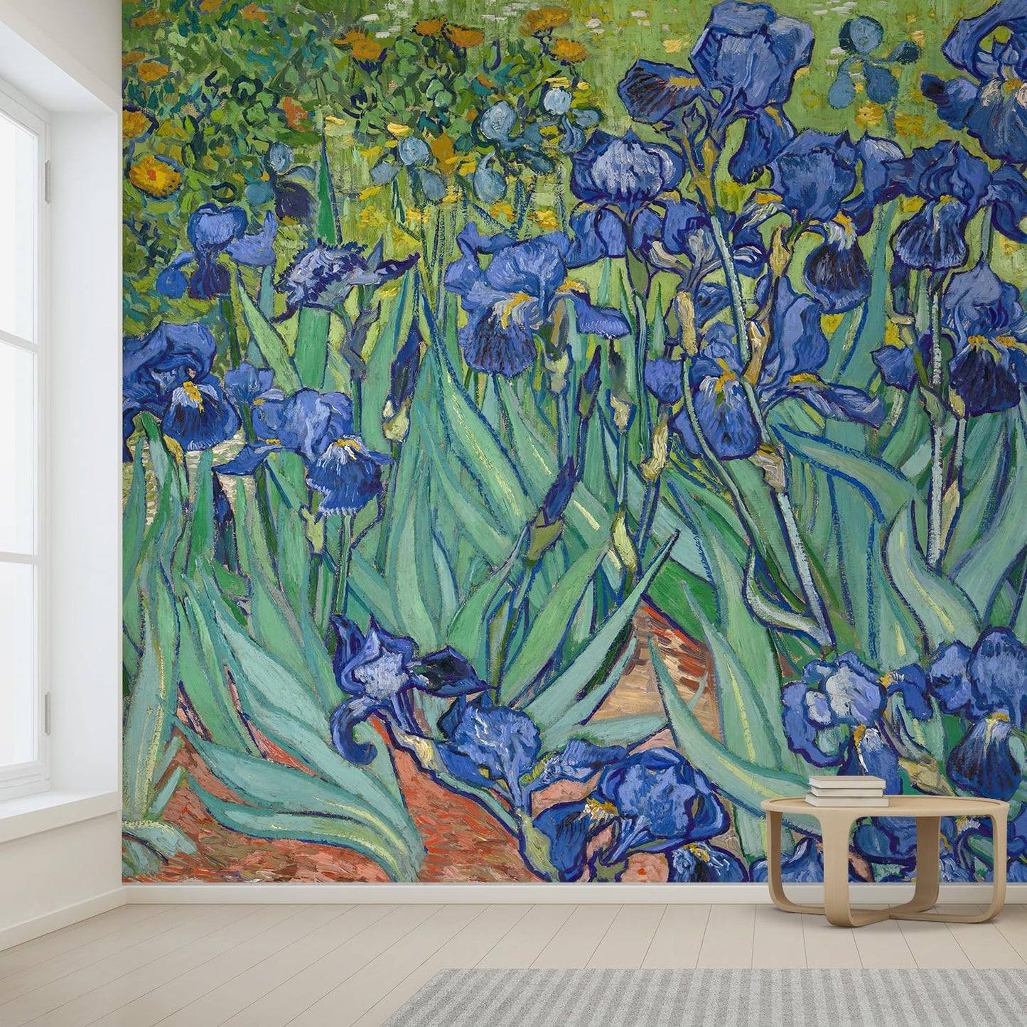 wall26 Wall Sticker/Wall Mural Irises by Vincent Van Gogh Dutch Impressionism, Not Peel and Stick, Non-Woven Wallpaper Decorative for Bedroom, Living Room,Office - 132x144 inches