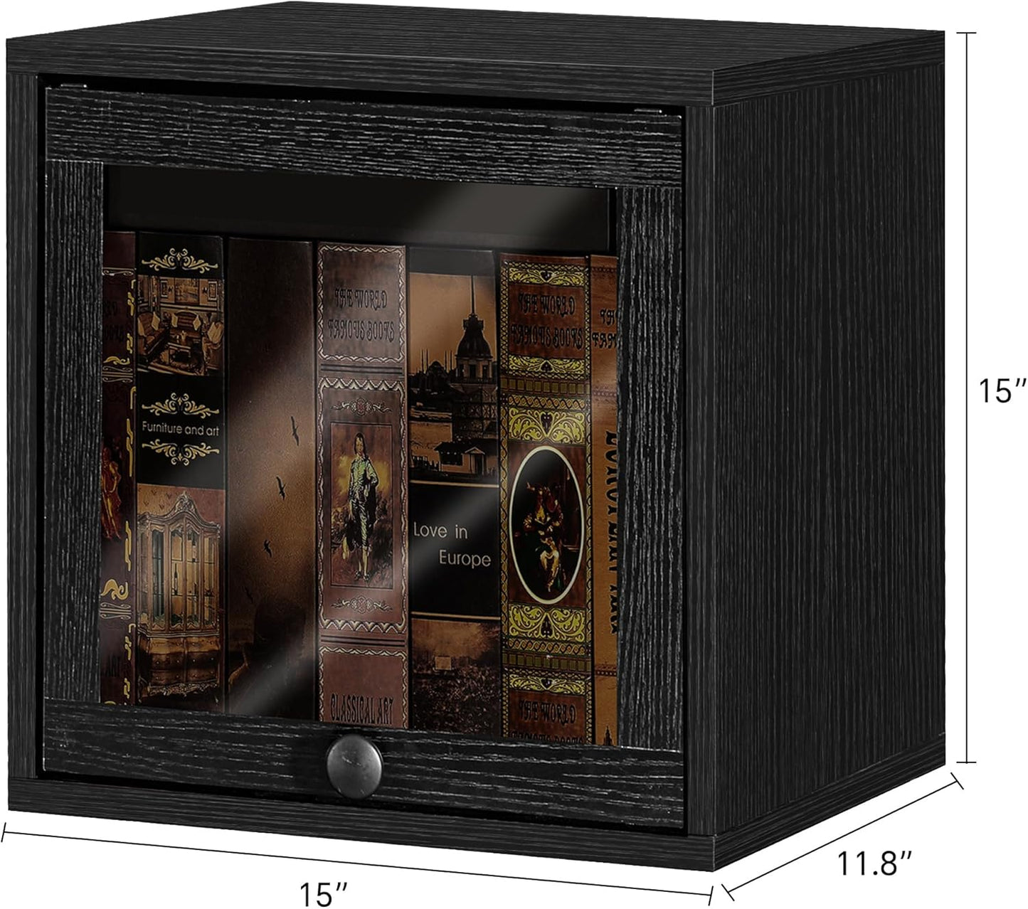 FUSUNBAO Magic DIY Cube Storage Organizer Stackable Cubes for Home Books Clothes Toy-Modular Cubby Storage System-Office Cubical-Bookcase Closet(Black, Glass Door Cube)