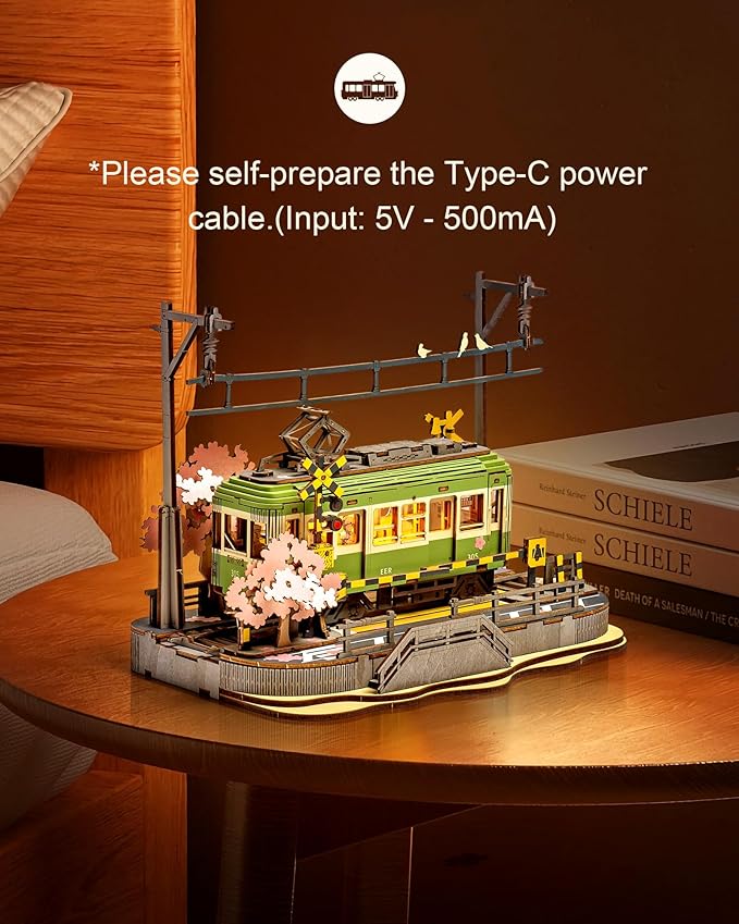 3D Wooden Puzzles for Adults-Sakura Journey Tram, Model Car Kits Building Set for Adults, DIY Hobby Craft Kits Creative Gift (223PCS)