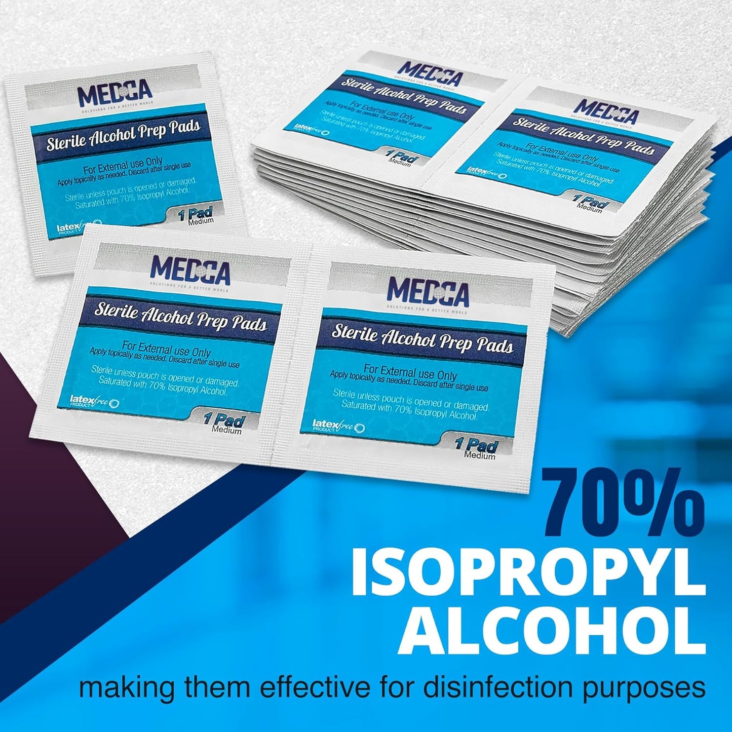 MEDca Alcohol Prep Pads - 1000 Count, 70% Isopropyl Alcohol, Unscented, 2-Ply Cotton, Individually Wrapped, Latex-Free, Ideal for Minor Cuts, Scrapes, and Electronics