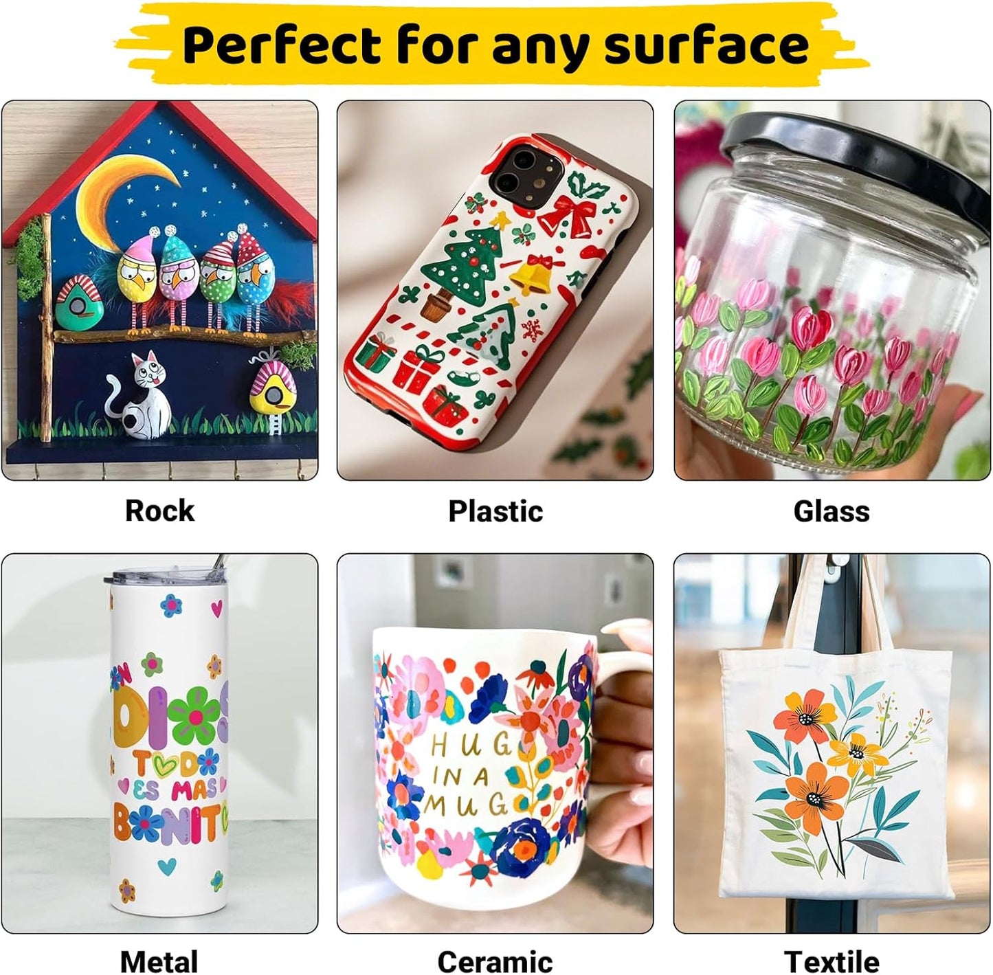 Dual Tip Acrylic Paint Pens 36 Colors Markers Set, New Acrylic Paint Markers, Art Supplies Set for Adults, Kids, Teen, Suitable for fabric, rock, wood, glass, ceramic and other DIY crafts