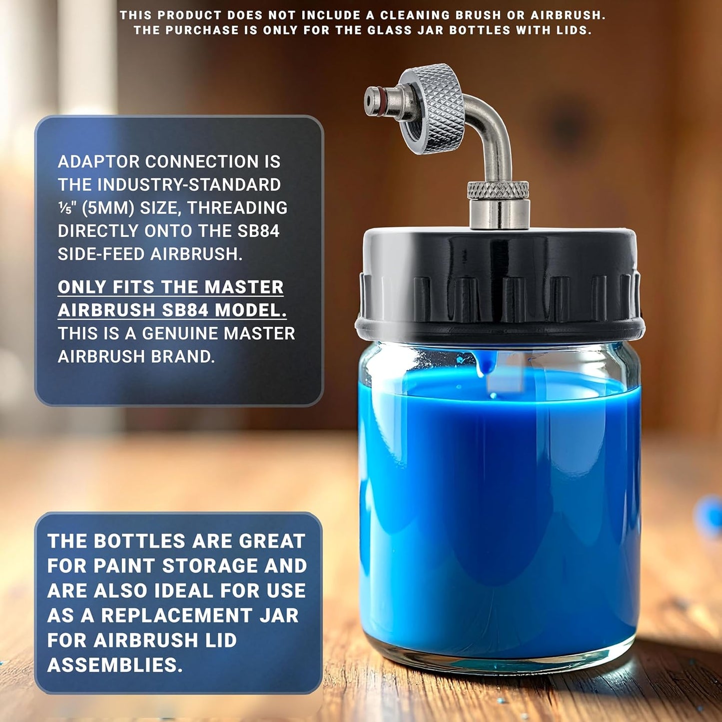 Master Airbrush Brand Box of 10-Each TB-007 Empty 3/4-Ounce, (22cc) Glass Bottle for SB84 Side-Feed Mount Airbrush