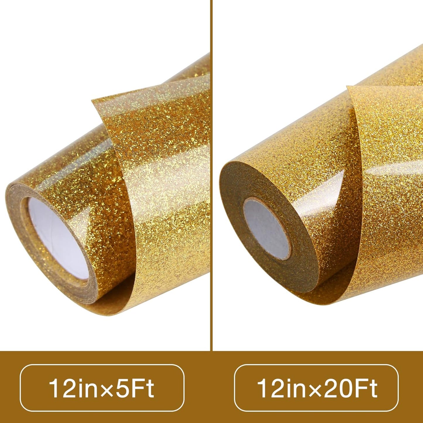 TORC Gold Glitter HTV Heat Transfer Vinyl Roll 12 inch x 5 ft Iron on Vinyl for T Shirts Crafts