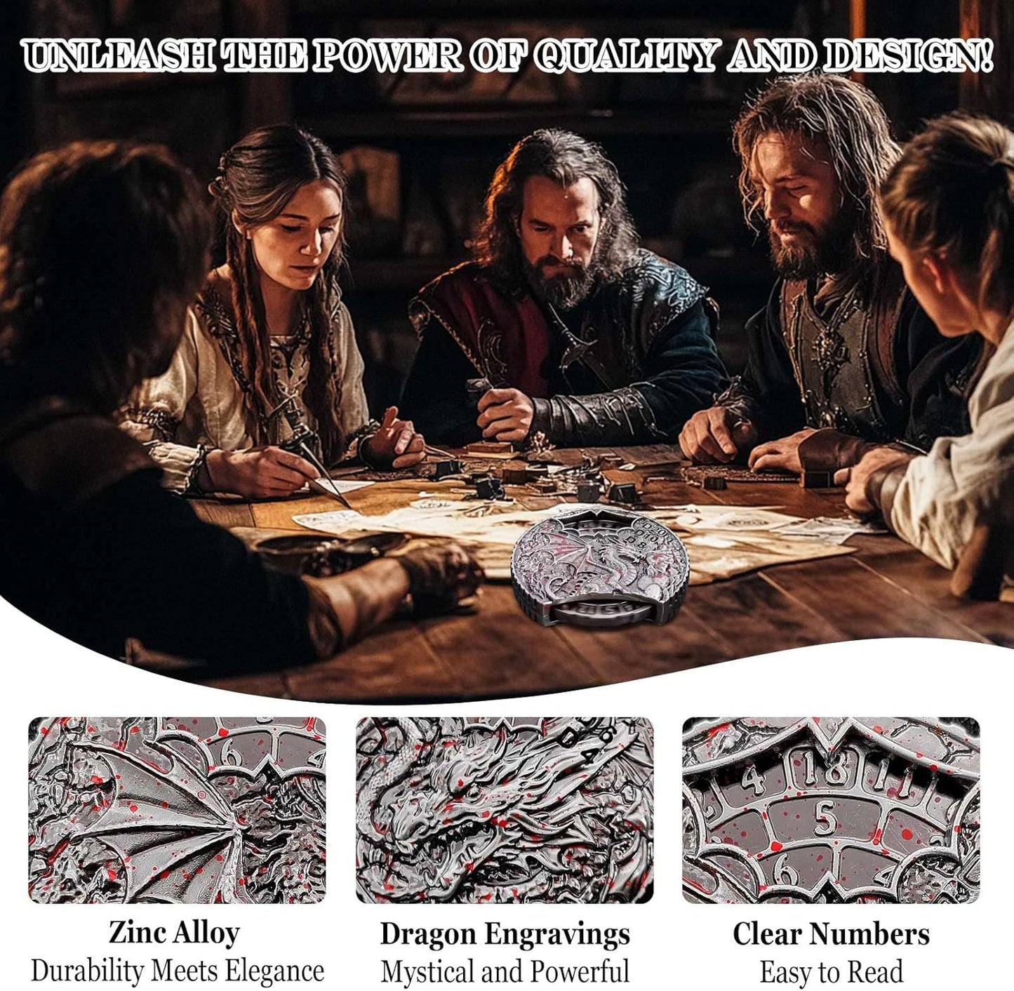 DND Dice Set Roulette: Fidget D4 D6 D8 D10 D10% D12 D20 All in One Metal D&D Spinner Dice - Cool Role Playing Dice Gifts for Dungeons and Dragons TRPG MTG Games Lover Players (Bloodstained)