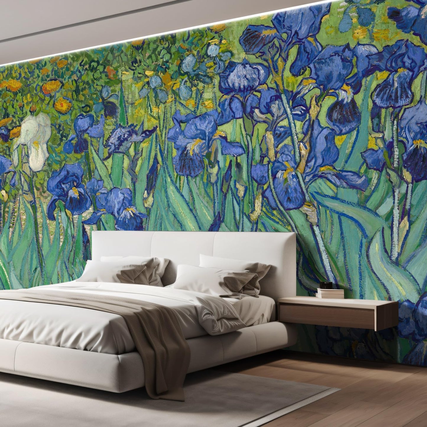 wall26 Wall Sticker/Wall Mural Irises by Vincent Van Gogh Dutch Impressionism, Not Peel and Stick, Non-Woven Wallpaper Decorative for Bedroom, Living Room, Office - 108x120 inches