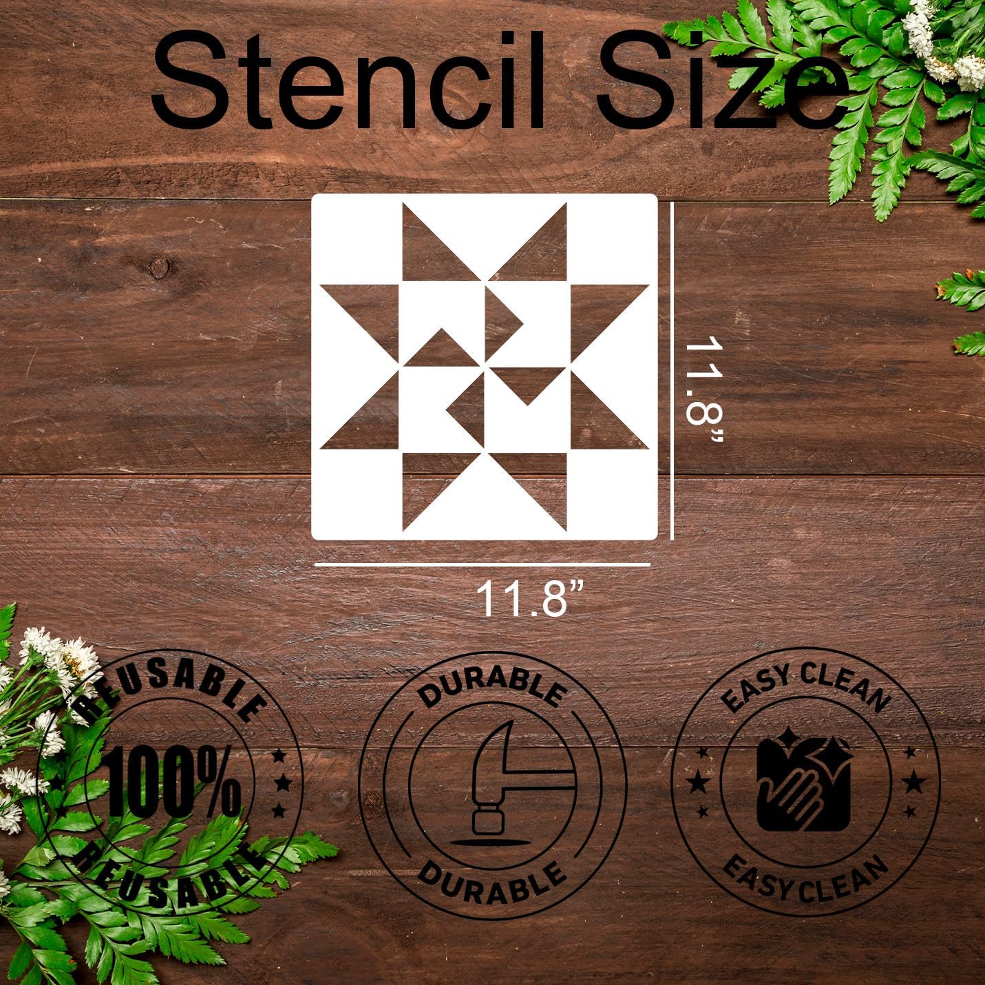 Barn Quilt Stencils for Crafts Reusable 12” Quilt Block Stencil Drawing Templates for Painting on Wood Wall Canvas Fabric