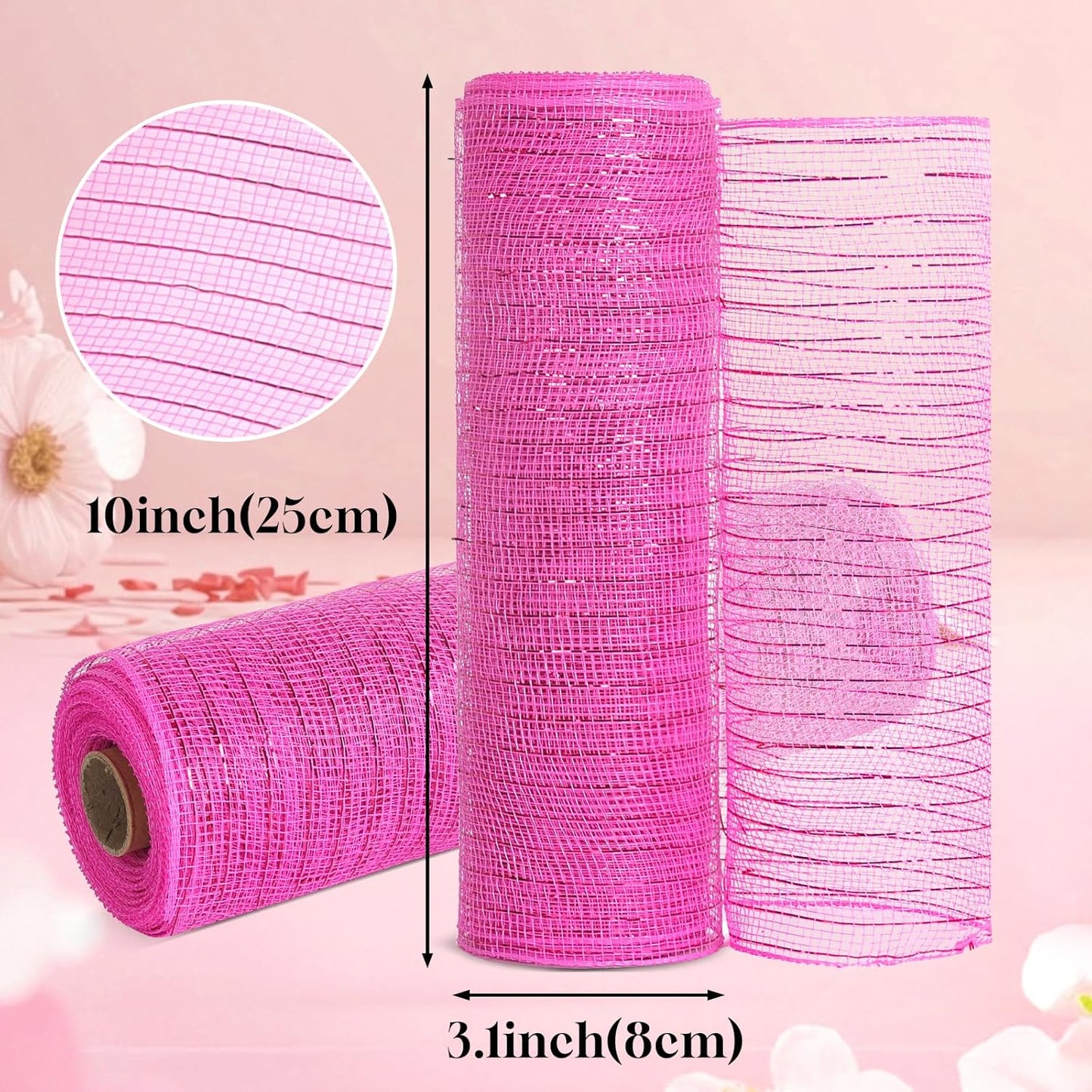 2 Rolls Mesh Ribbon for Wreaths 10 Inch x 30 Foot Wreath Mesh Rolls with Metallic Foil for Easter Christmas Party Wedding Home Decor DIY Craft Projects and Gift Wrapping (Wine Red)