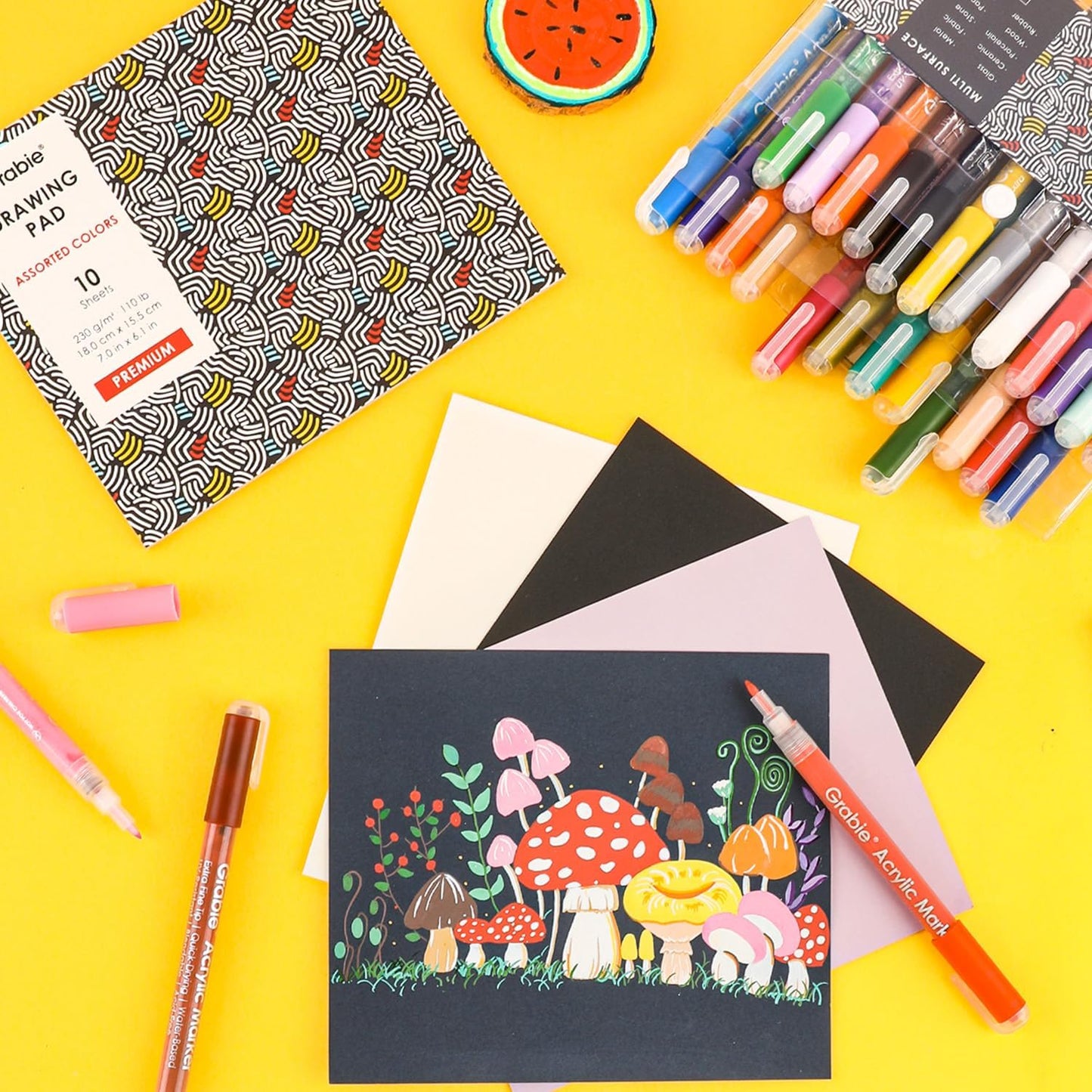 Grabie Acrylic Paint Pens Markers, 28 Colors, 0.7 mm, Extra Fine Tip Drawing Markers, Premium Paint Pens for Painting on Various Surface, Art Supplies, Set of 28