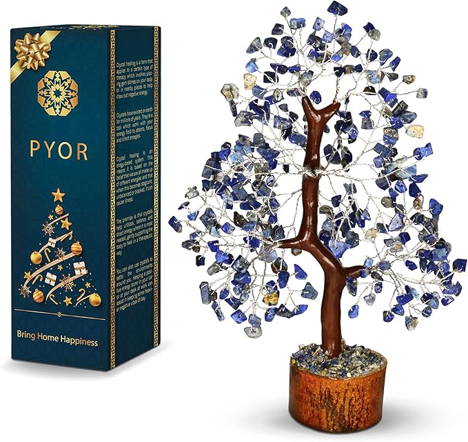 PYOR Lapis Lazuli, Crystal Tree, Stones and Crystals, Reiki Gifts, Positive Energy Crystals, Blue Office Decor, House Warming Gifts, Lapis Lazuli Crystal Stone Tree, Feng Shui, Office Desk Decor