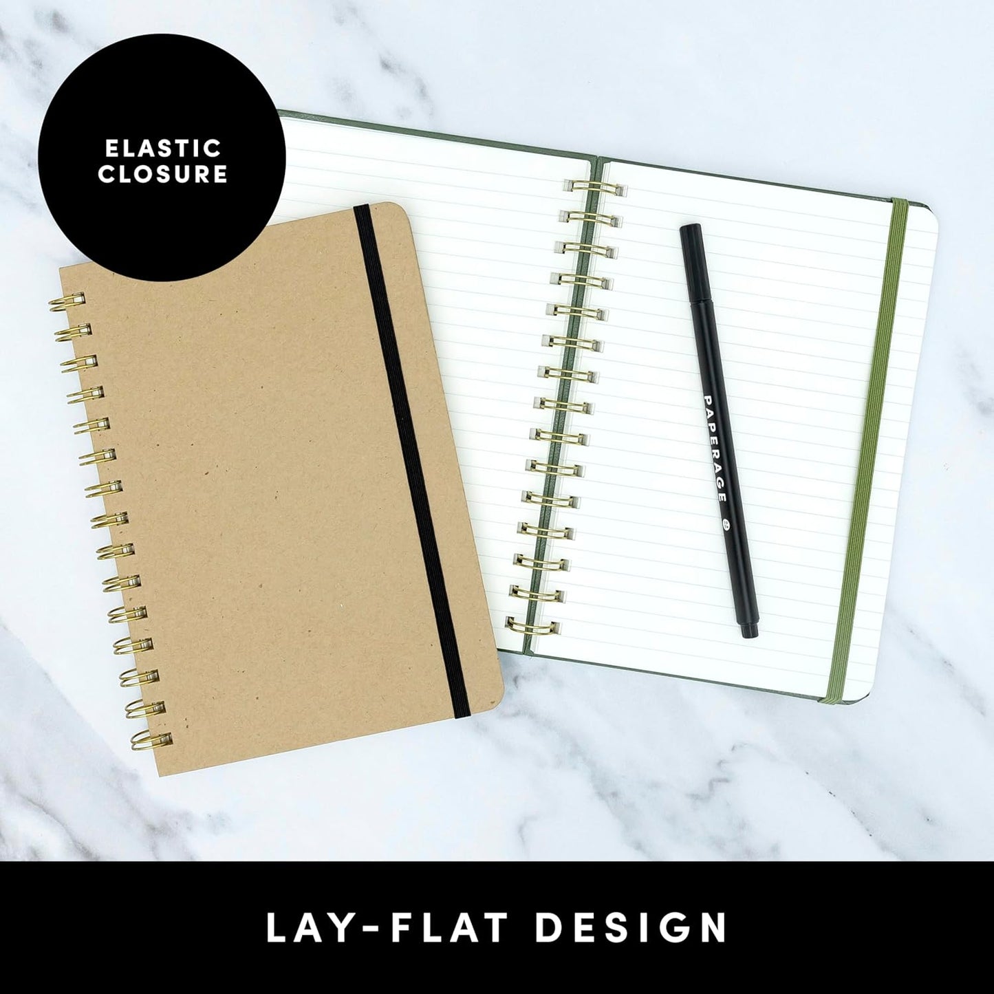 PAPERAGE Lined Spiral Journal Notebook, (Checkered Rainbow), 160 Pages, Hardcover Journal for Women & Men, Medium 5.5 in x 8 in - 100 GSM, Thick Paper, Spiral Notebook for Work, School & Journaling