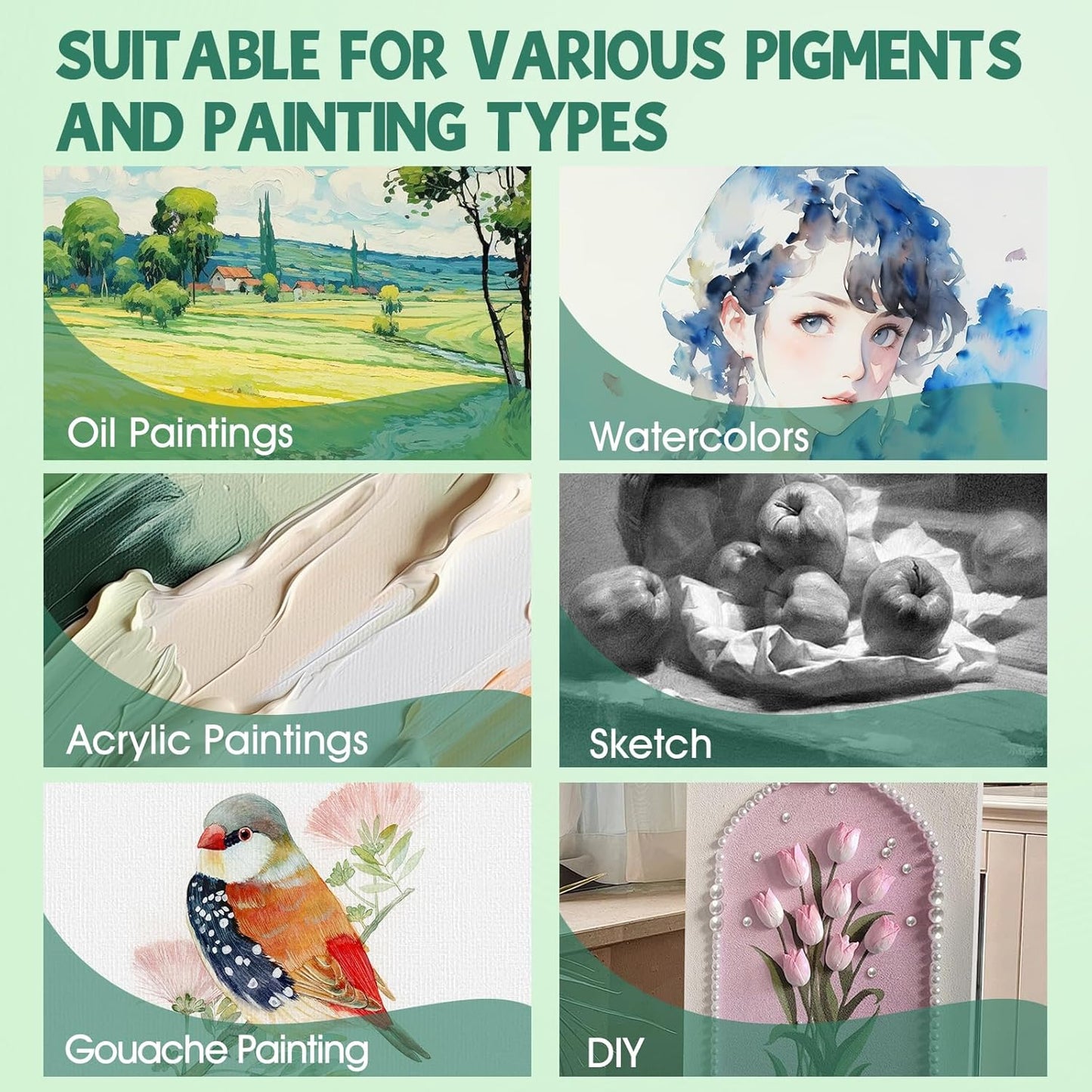 ESRICH Stretched Canvas for Painting 18x24 Inch, 5Pack Large Canvas for Painting, Primed Acid-Free Cotton Blank Canvases, Art Paint Canvases for Oil Paint,Watercolor,Acrylic Paint,Gouache and Tempera.