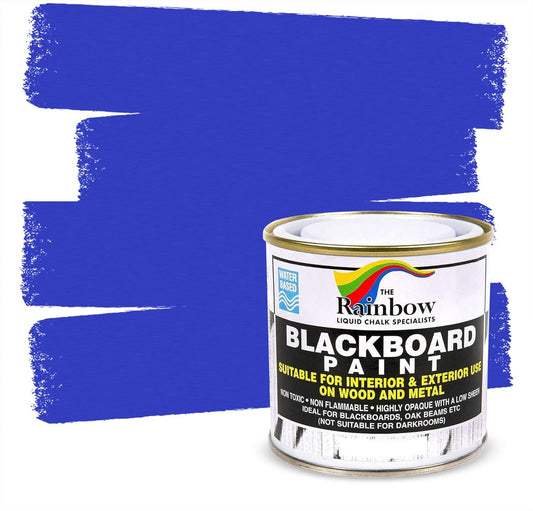 Chalkboard Blackboard Paint - Brush on Wood, Metal, Glass, Wall, Plaster Boards Sign, Frame or Any Surface. Use with Chalk Pen Wet Erase, Non-Toxic - Matte Finish [Blue] - (8.5oz Cover 32 sf)