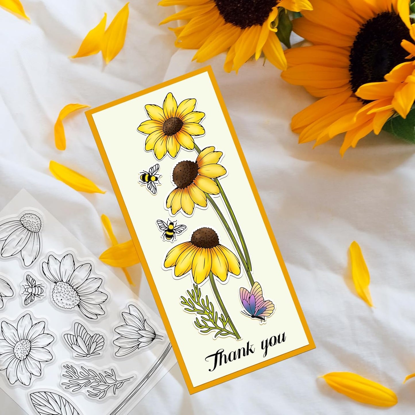 ORIGACH Daisy Flower Stamps and Dies and Layering Coloring Stencil Set, Silicone Stamps Metal Die Cut and Layering Stencil Template with Daisy Pattern for Card Making Scrapbooking DIY Crafting