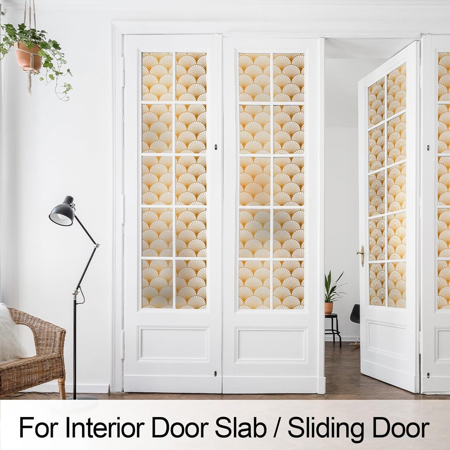 DKTIE Geometric Art Stained Glass Window Film Bathroom Window Privacy Film Frosted Glass Static Clings Non Adhesive with Installation Tools, Modern Home Improvement Style (S117, 17.7'' x 78.7'')