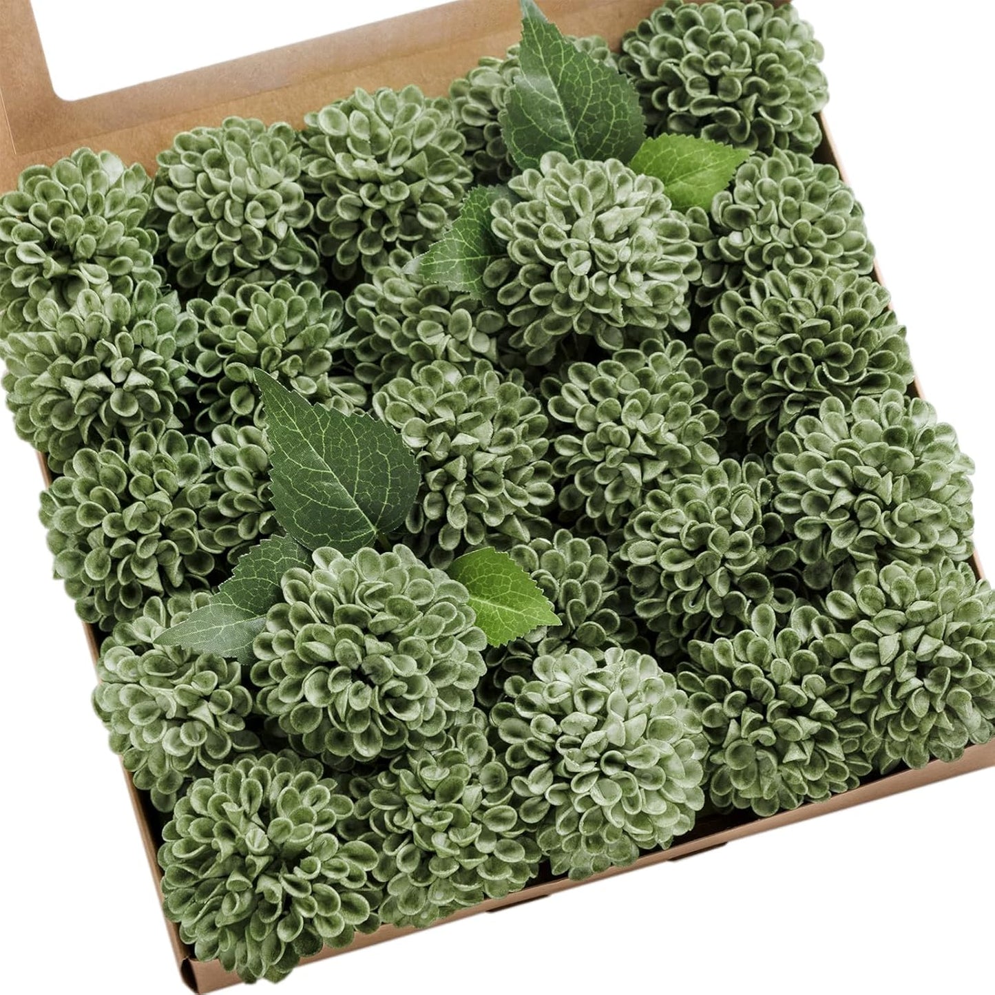 Ling's Moment Elf Green Dahlia Foam Artificial Flowers Real Touch Faux Fake Flower For Home Decor Graduation Baby Shower Decorations Outdoors Party Favors Wedding Gifts Centerpieces Arrangements 25pcs