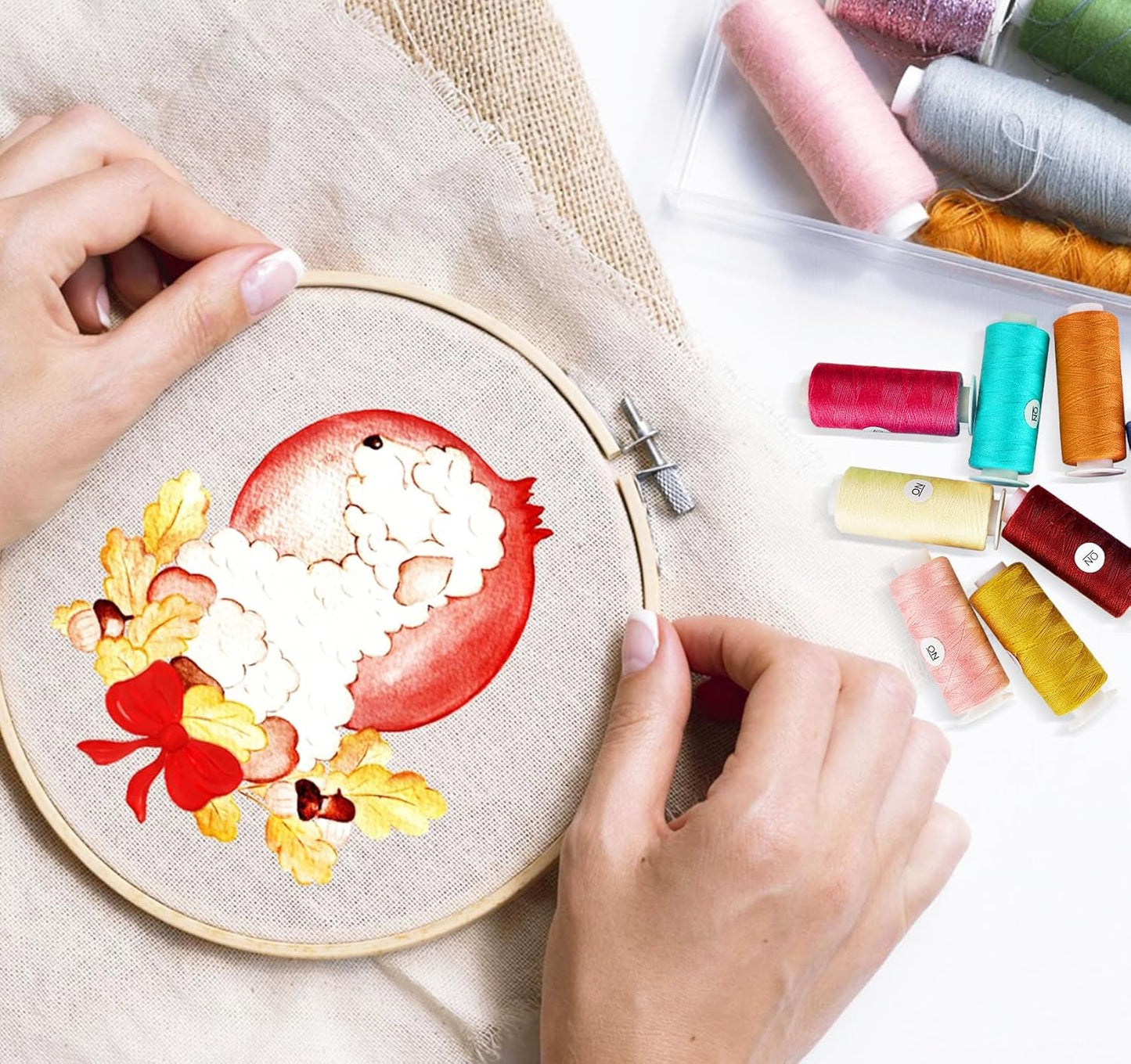 ilauke 60 Colors Sewing Thread, 144 Pcs Prewound Bobbins, 400 Yards Per Yards Threads, Sewing Thread Kit Supplies for Universal Machines, Emergency and Travel DIY Hand