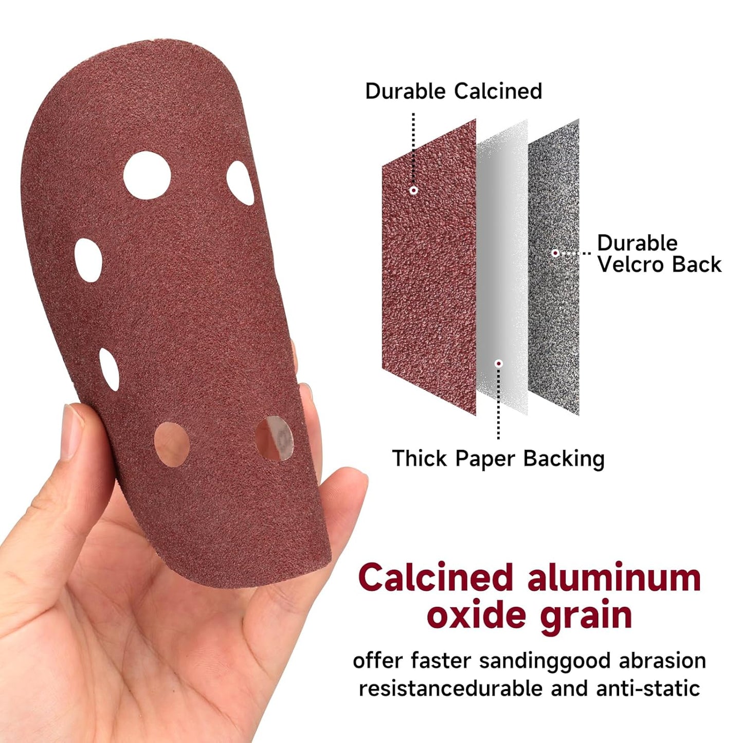 100 PCS 5 Inch Sanding Discs 100 Grit, Round Hook and Loop Sandpaper for Random Orbital Sander