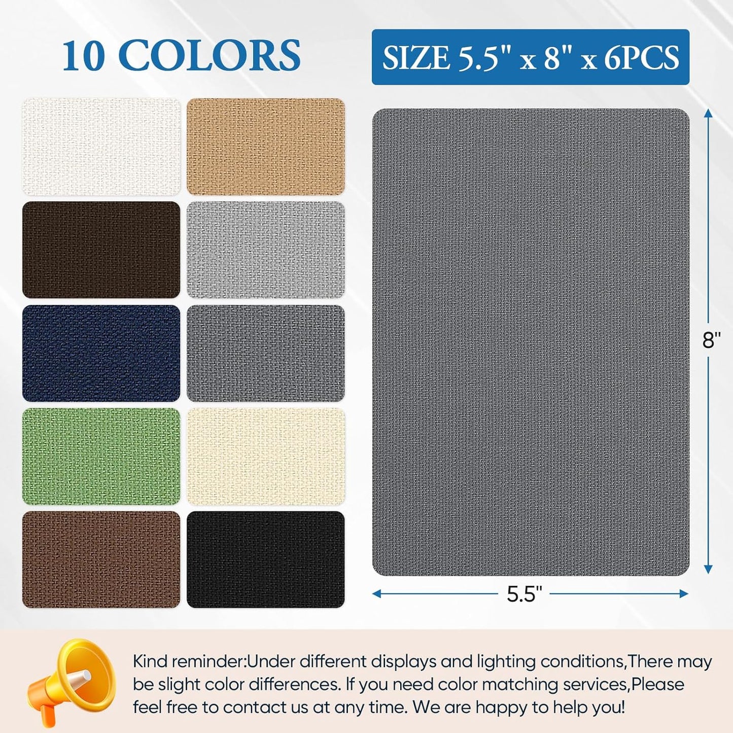 Canvas Patch 5.5 x 8 Inches 6Pcs Self-Adhesive Waterproof Canvas Patch Kit for Repairing Tents,Sofas,Boat Covers,Camping Chair,Awnings,Car Seats.(Dark Gray)