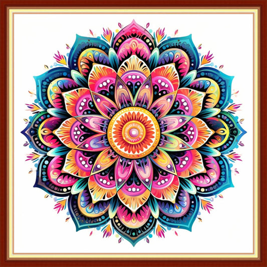 DMCVIVR Stamped Cross Stitch Kits for Adults Beginners Embroidery Kits 11CT Needlepoint Kits Cross Stitch Patterns Embroidery Patterns-Colorful Mandala 18x18 inc