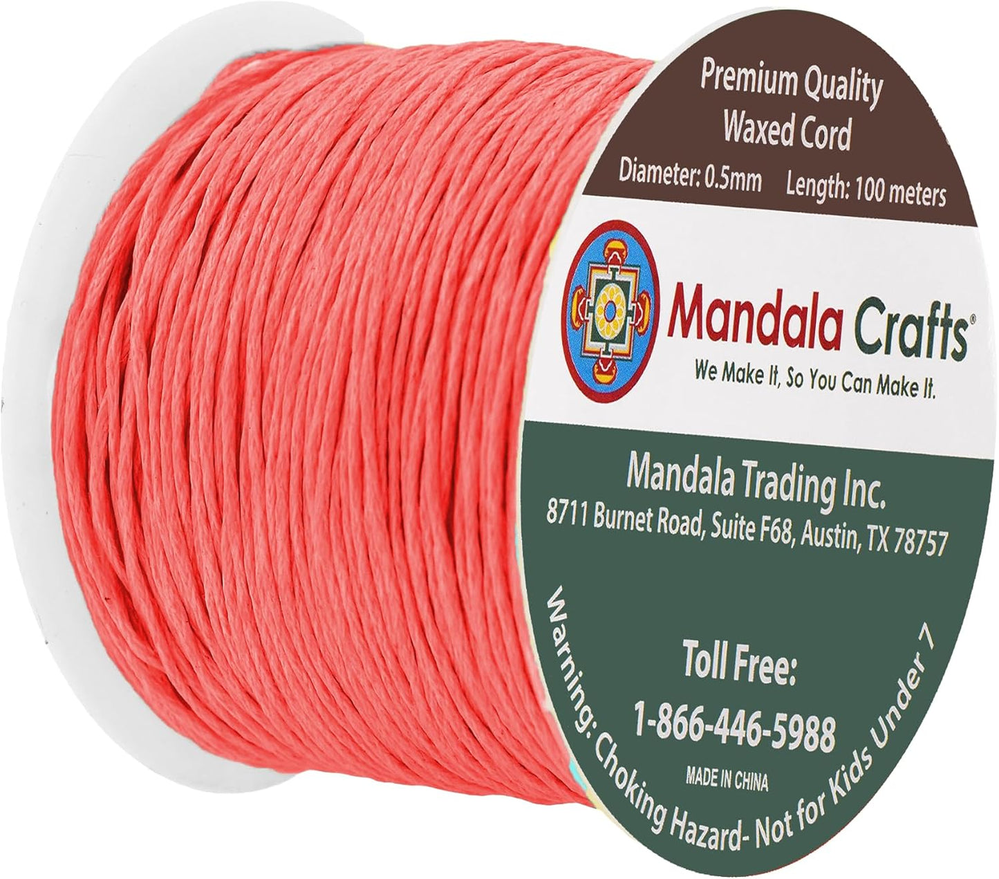 Mandala Crafts 0.5mm 109 Yards Coral Cotton Waxed Cord for Jewelry Making Bracelet Cord Waxed String - Beading String Thread Jewelry Cords for Necklaces String