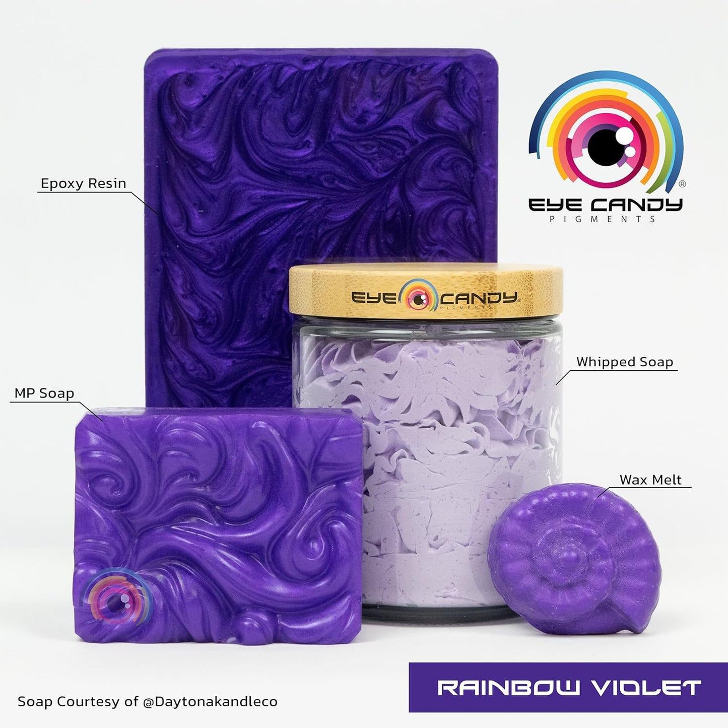 Eye Candy Pigments Premium Purple Mica Powder - Rainbow Violet (50gr) - for Epoxy, Resin, Soap, Paint, Woodworking, Acrylic Pouring, Bath Bombs, Fishing Lures - DIY Arts and Crafts Additive