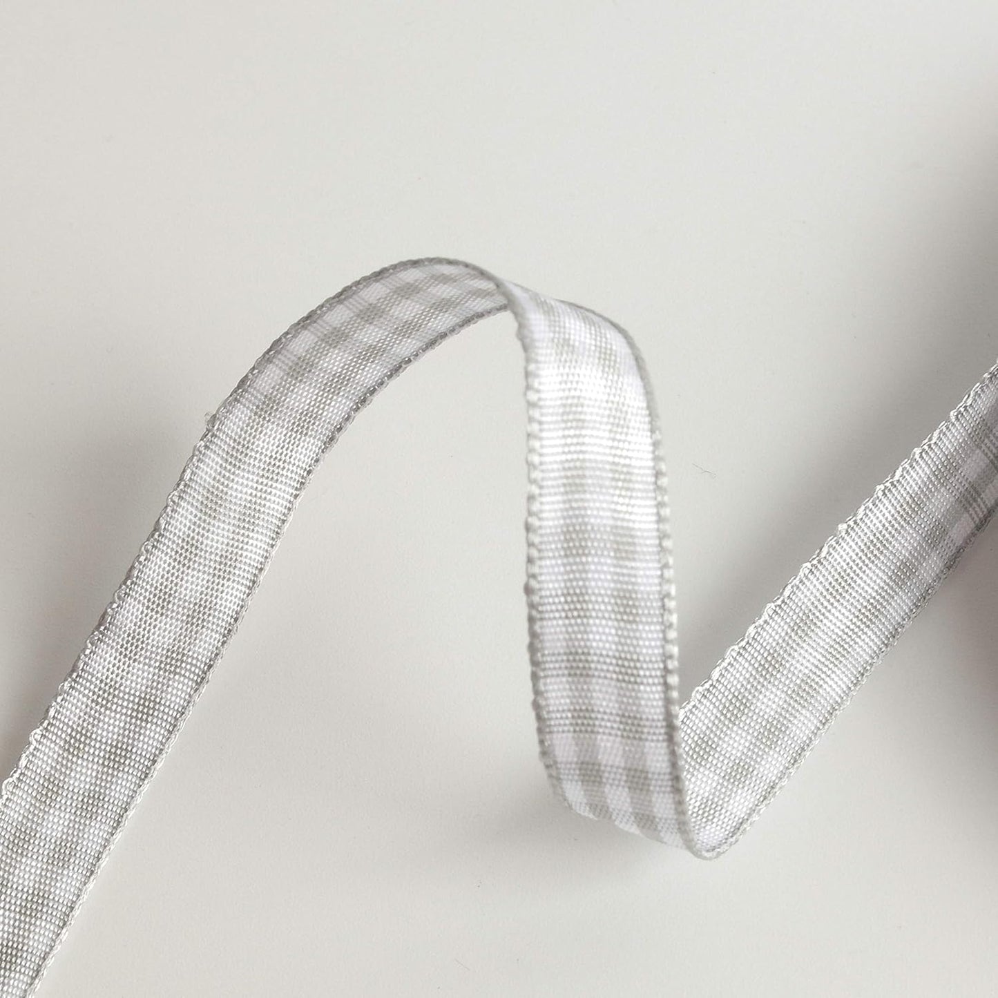 Gray Gingham Plaid Checked Ribbon 25 Yards Each Roll 100% Polyester (3/8",Gray)