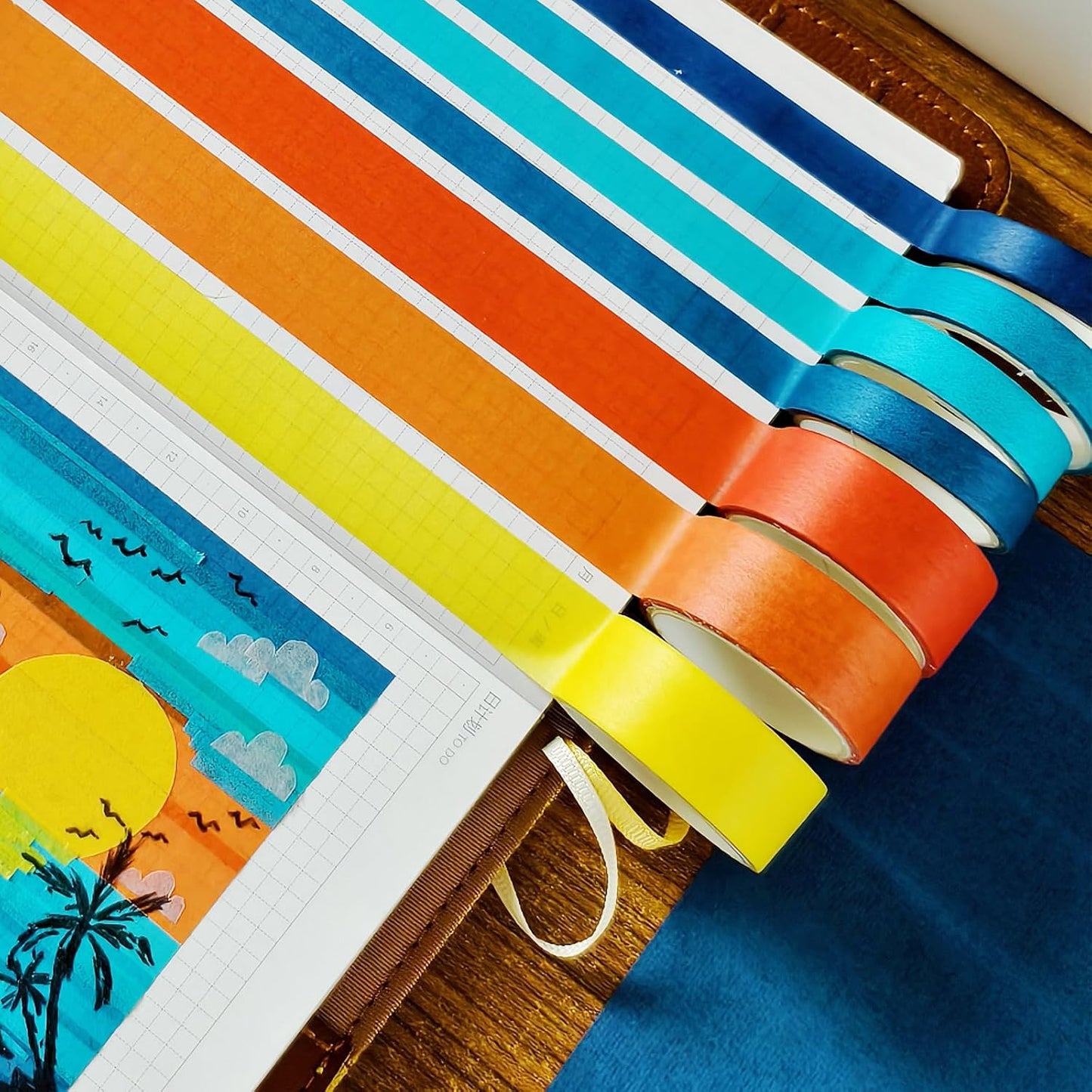 40 Rolls Colored Washi Tape, Aesthetic Colored Decorative Cute Scrapbook Tape for Scrapbooking Supplies Journaling Craft Junk Journal