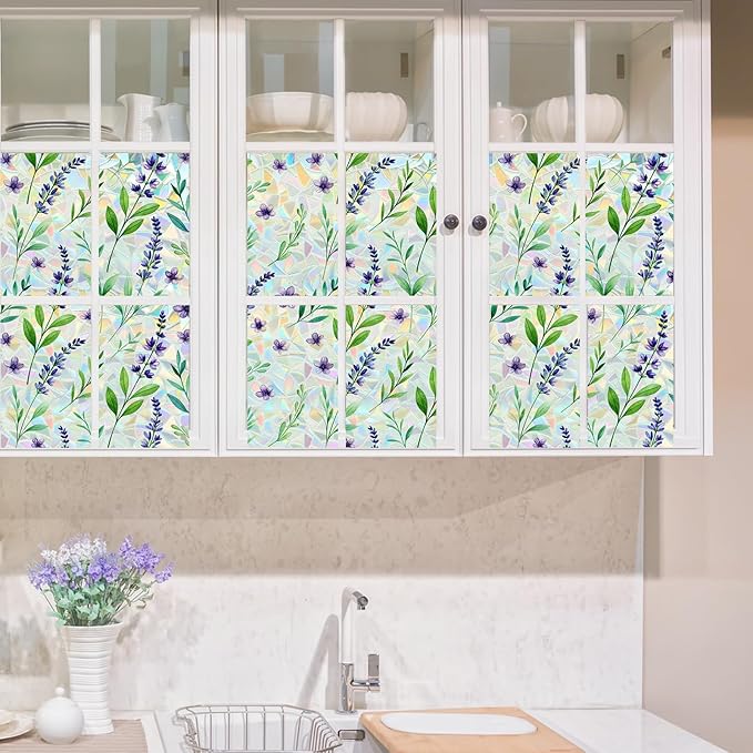 Window Privacy Film Home Room Bathroom Spring Decor Car Decorations One Way Privacy Window Clings Decals Tint Door Cover Rainbow Renter Friendly Stickers Static Cling Stained Glass Windows