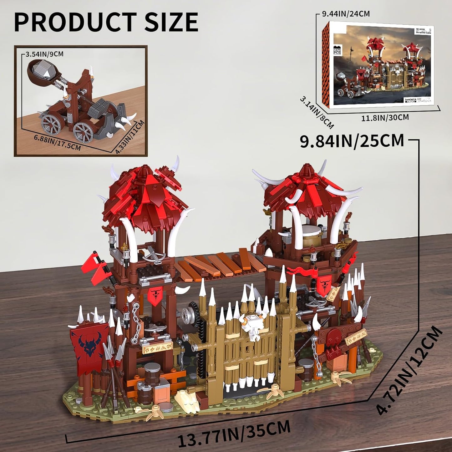 BNG Bonfire Gate Building Set for Adult, Orc Fortress Gate Building Block, Home Office Decor, Stem Toy and Creative Gift for Teen Boy (1279PCS)