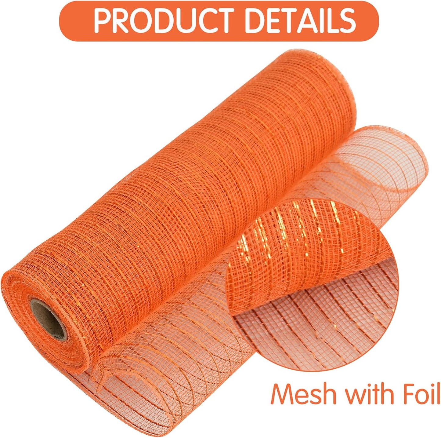 TONIFUL 10 Inch 3 Rolls Black/Orange/Purple Decorative Mesh Ribbons, Fabric Mesh for Tree Home Front Door Wreaths Decorations Supplies, for Halloween Decorations（3 Colors, 10yards/ roll）