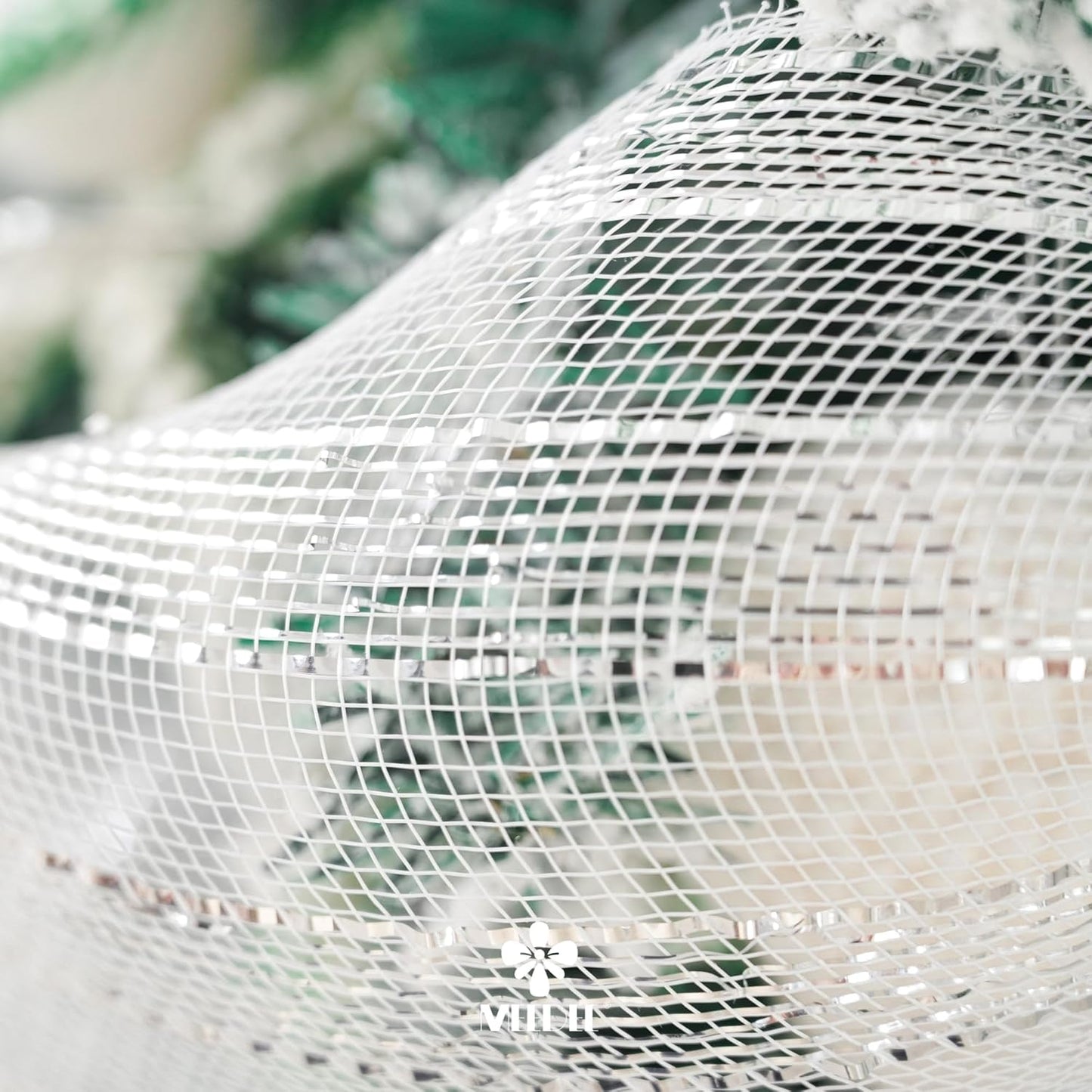 MEEDEE Silver Mesh Ribbon 10 Inch Deluxe Wide Foil Metallic Striped Deco Mesh Decorative Mesh Christmas Mesh Ribbon for Wreaths, Christmas Tree, Garland, Gift Wrapping, Bows Making (30 Feet)