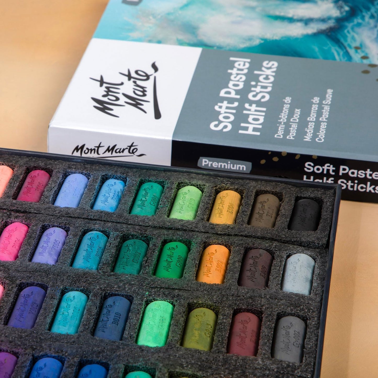 Mont Marte Soft Pastel Half Sticks 72pc, Pastels Art Supplies, Artist Quality Pastels, Extra Soft and Smooth Texture, Ideal for Professional Level Artwork