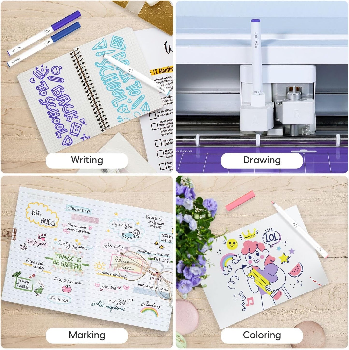 REALIKE Acrylic Paint Markers for Cricut Maker 3/Maker/Explore 3/Air 2/Air, Multicolor Acrylic Paint Pens for Rocks,Fabric, Paper, Wood, Canvas, Glass, Ceramic (1.0 Tip)